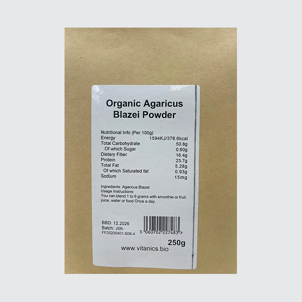 100% Organic Agaricus Blazei Mushroom Powder