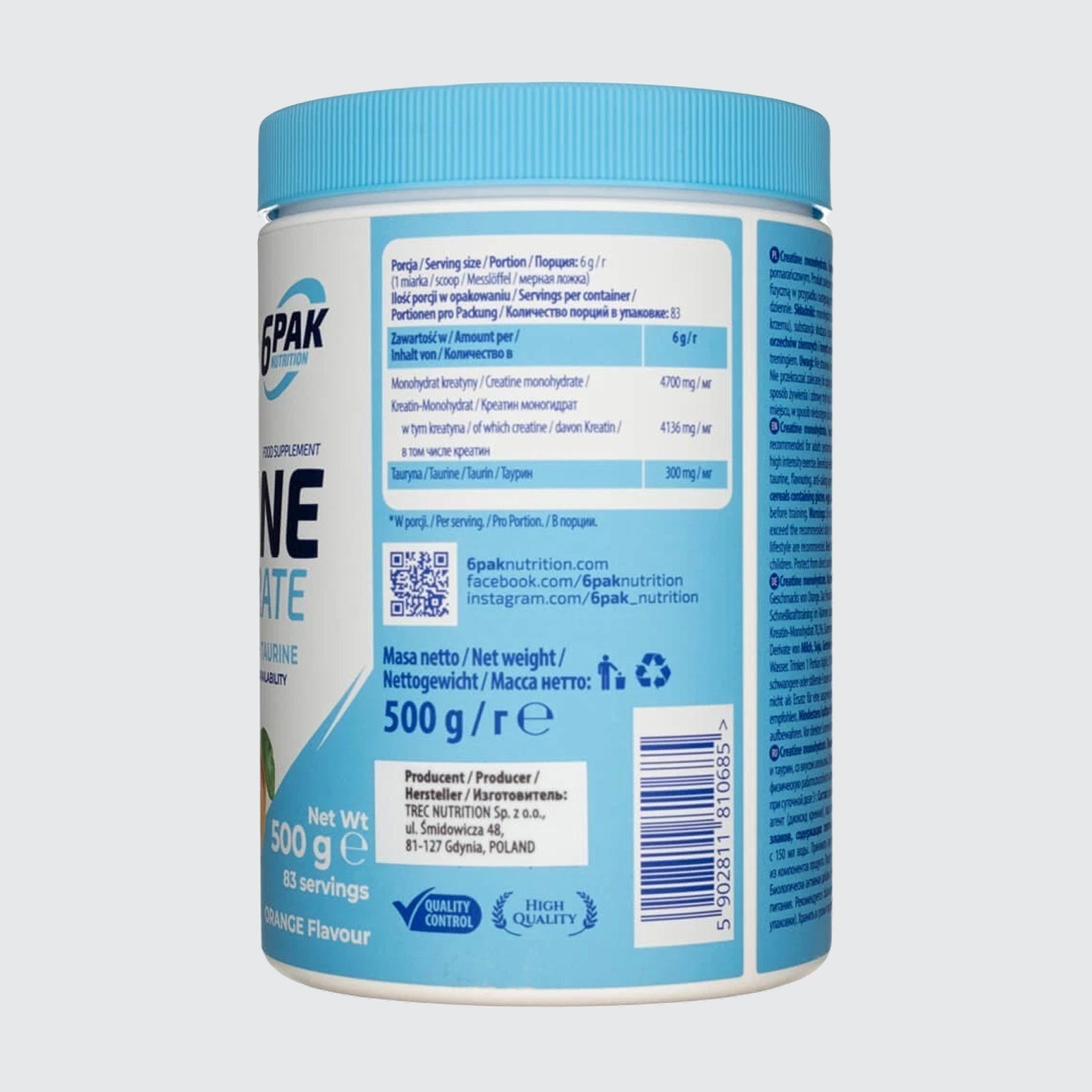 6pak Nutrition Creatine Monohydrate - Orange