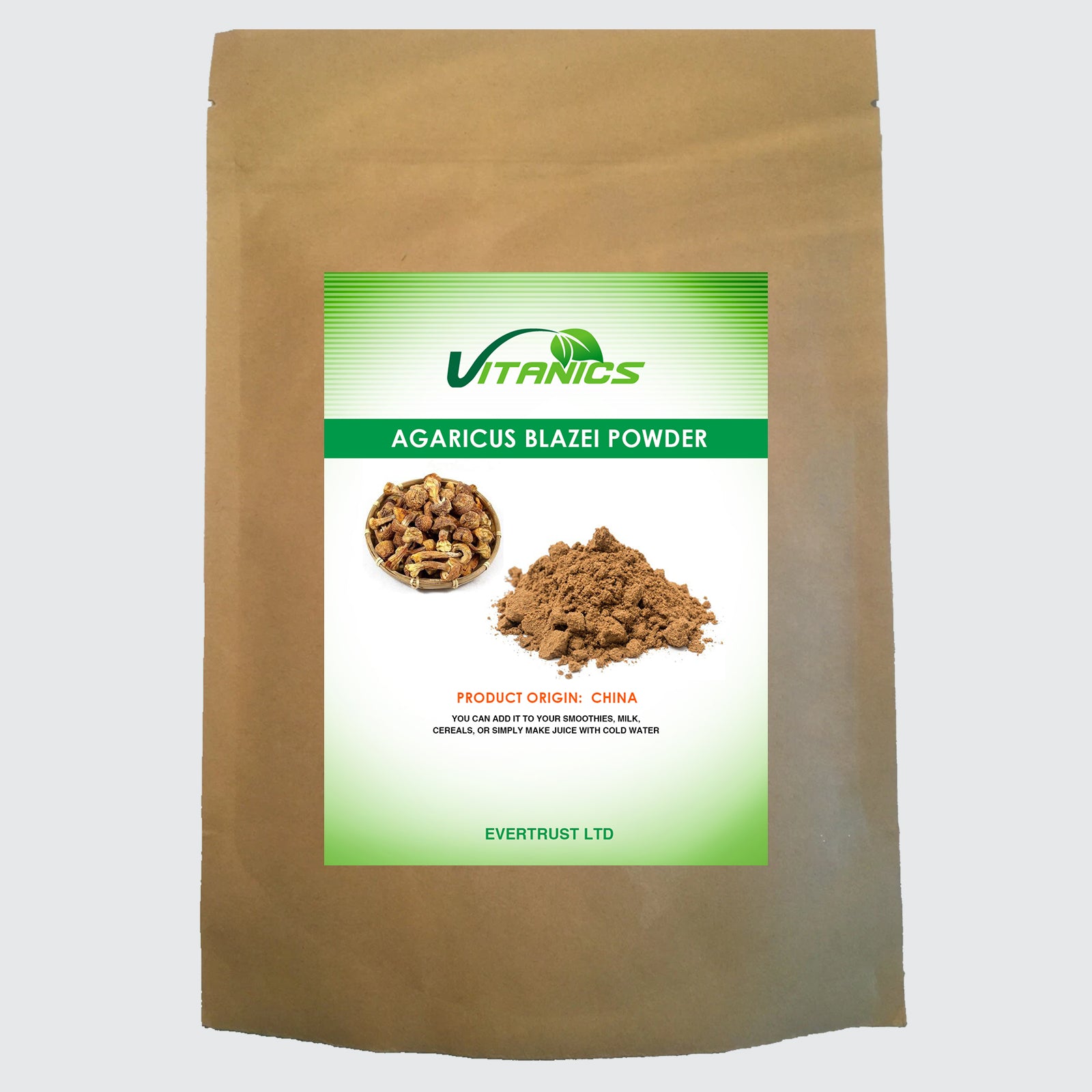 Organic Agaricus Blazei Mushroom Powder - 100% Certified