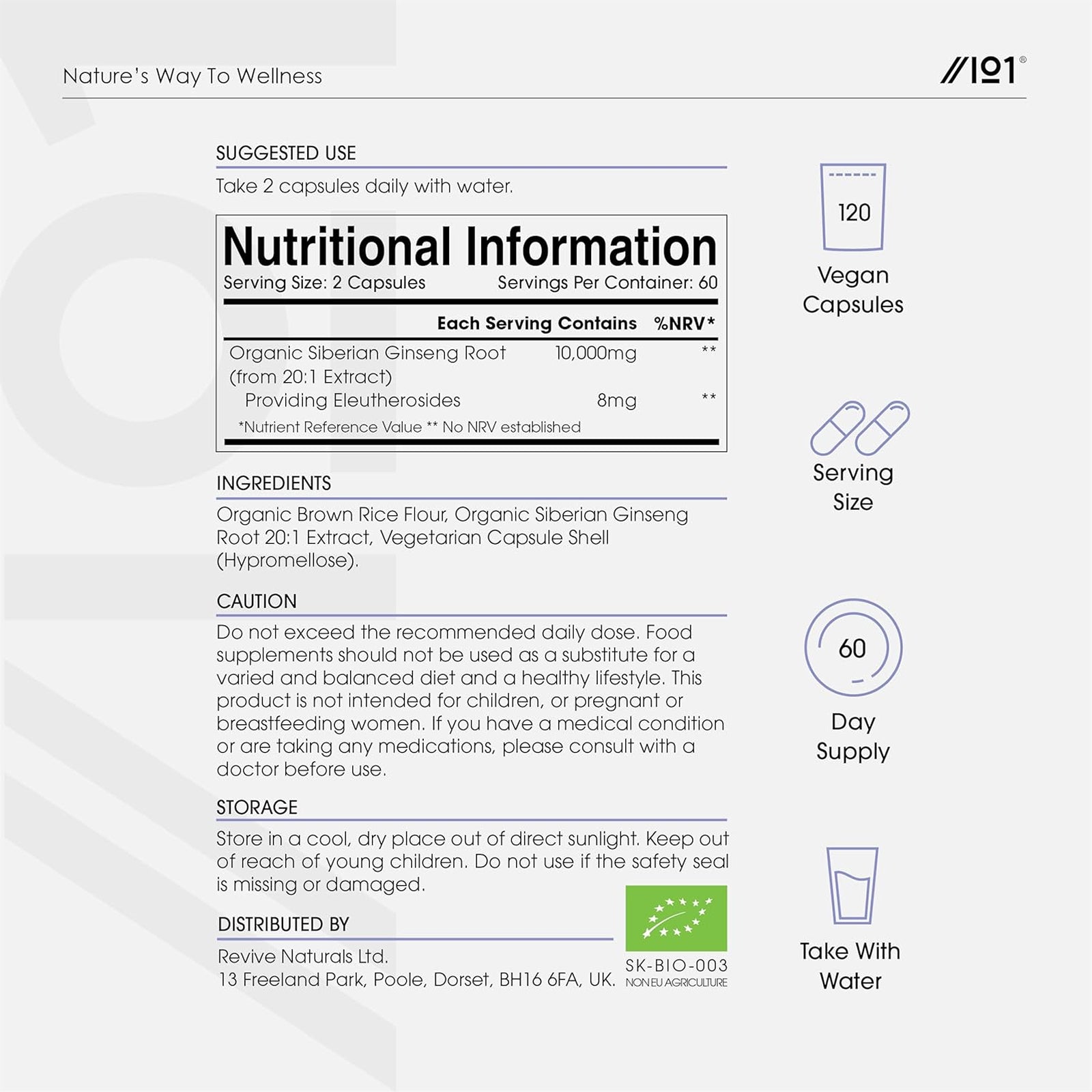Organic Siberian Ginseng 10000mg