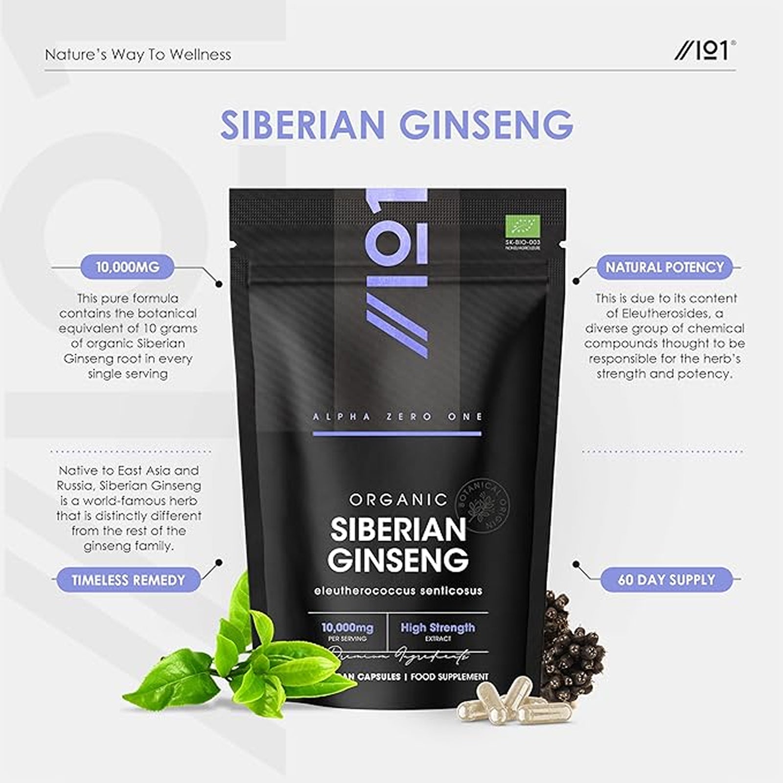 Organic Siberian Ginseng 10000mg