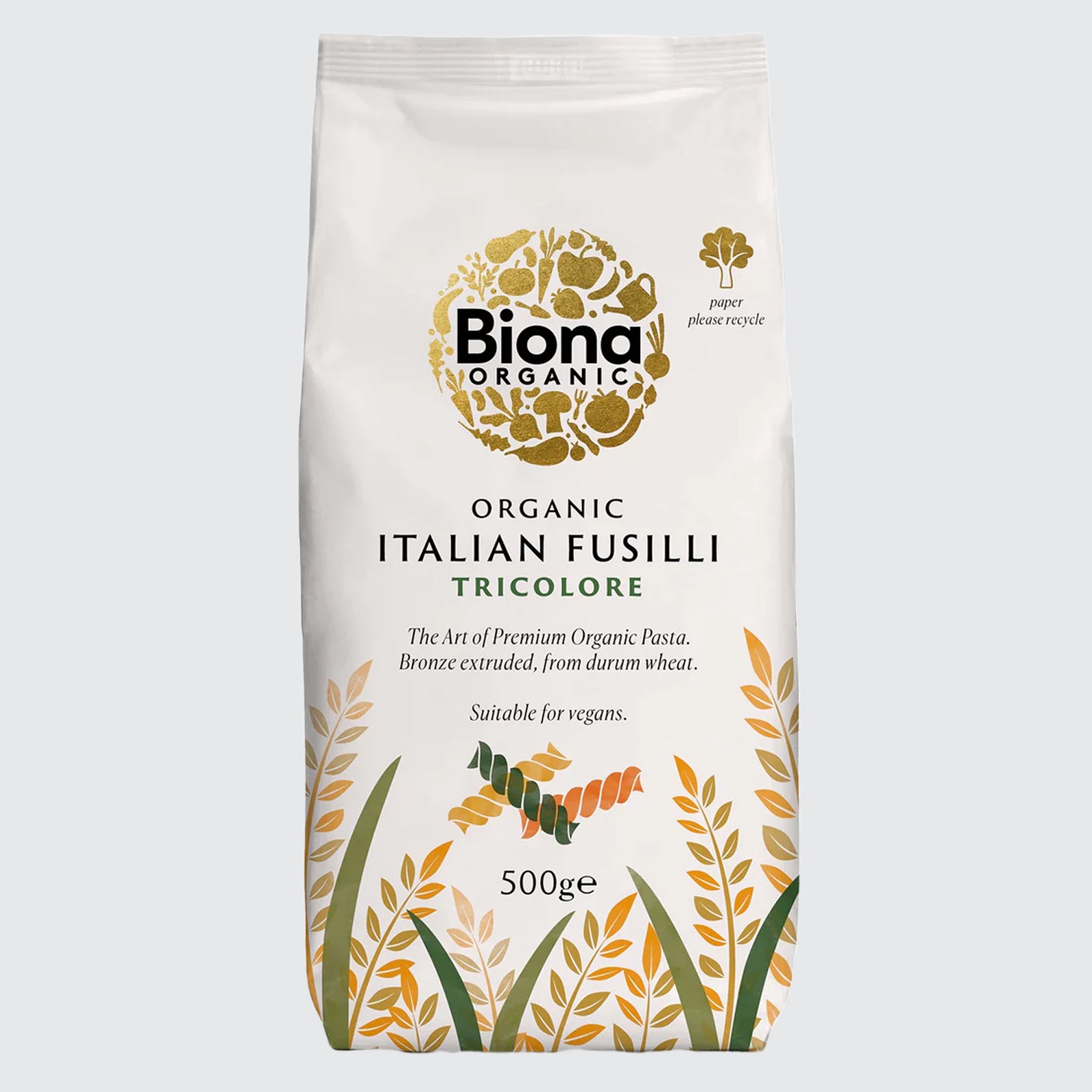 Biona Organic Fusilli Pasta Tri Colore Bronze
