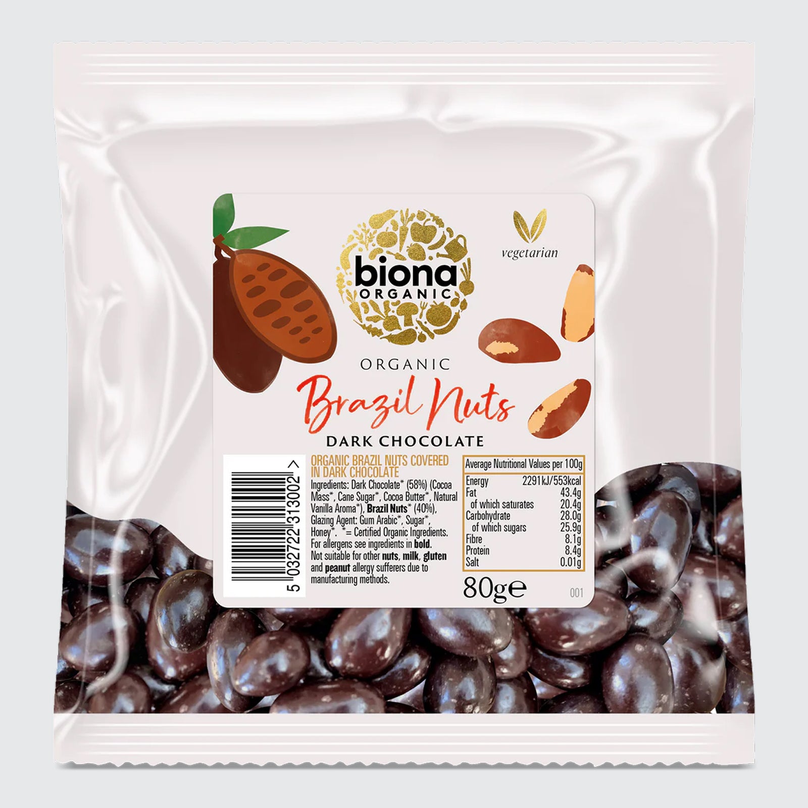 Biona Organic Plain Chocolate covered Rainforest Brazils