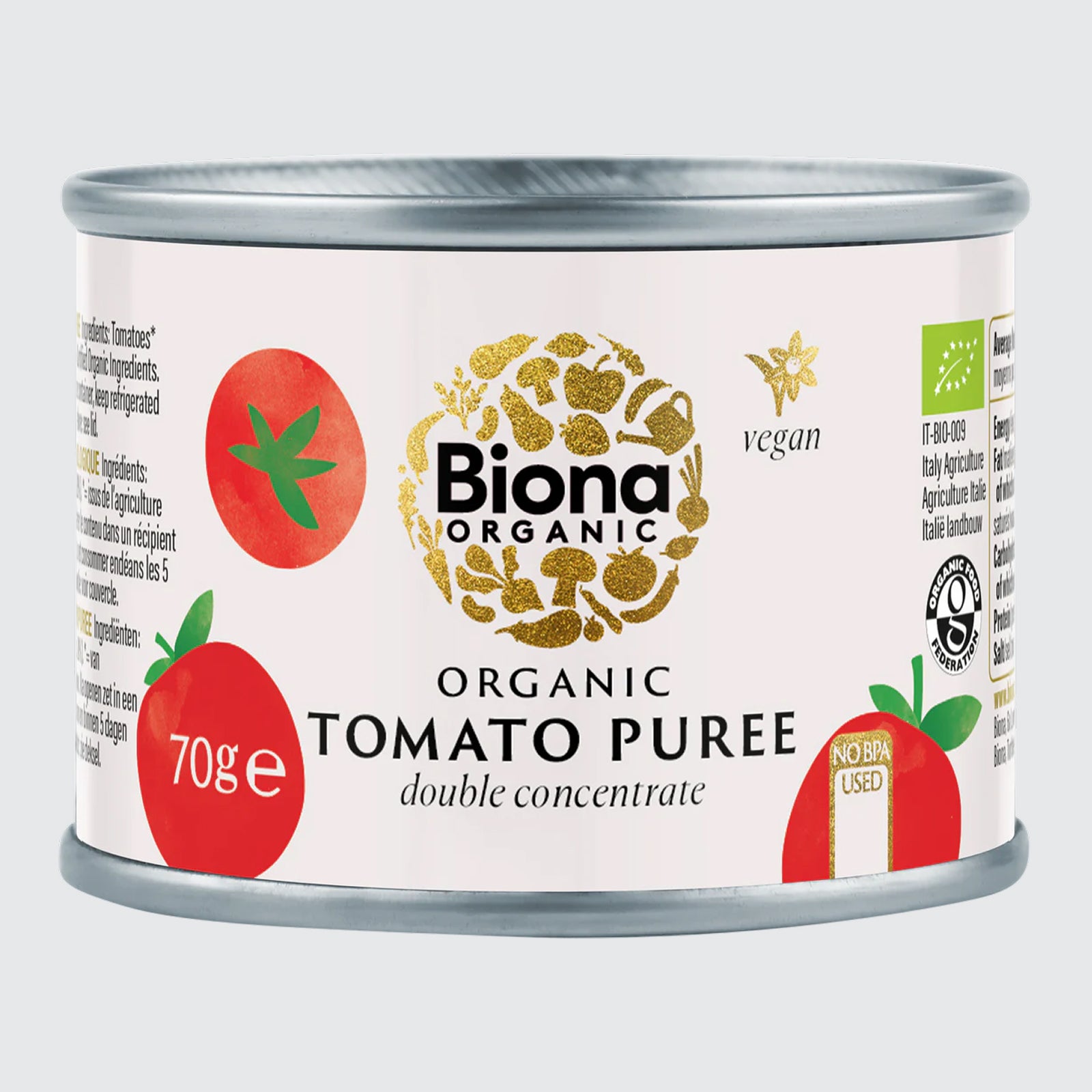 Biona Organic Tomato Puree- Easy open 70g x 3