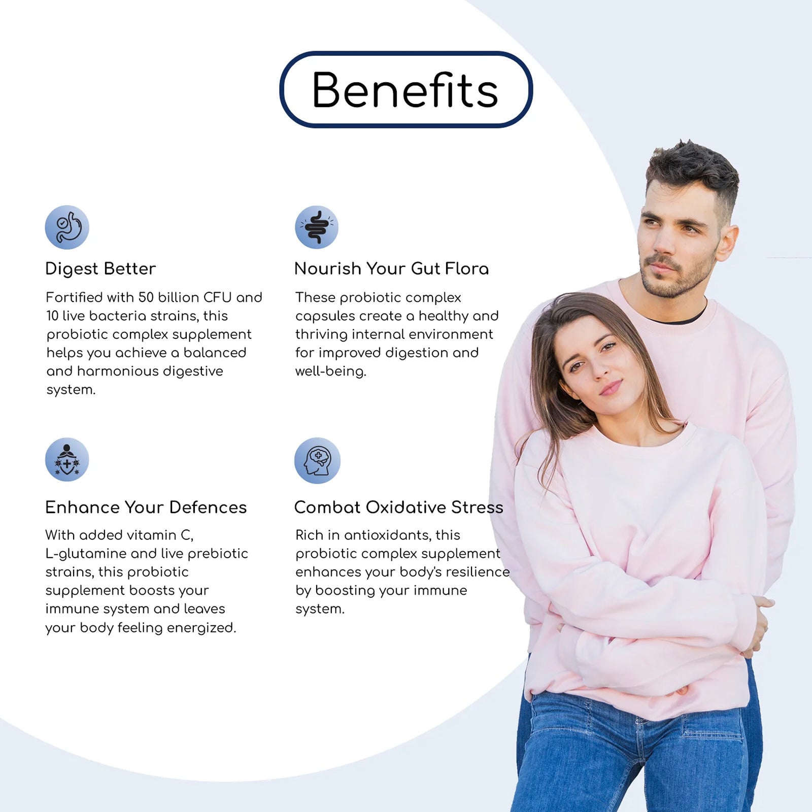 Complex Probiotics and Prebiotics - 50 billion CFU - 10 Live Bacteria Strains