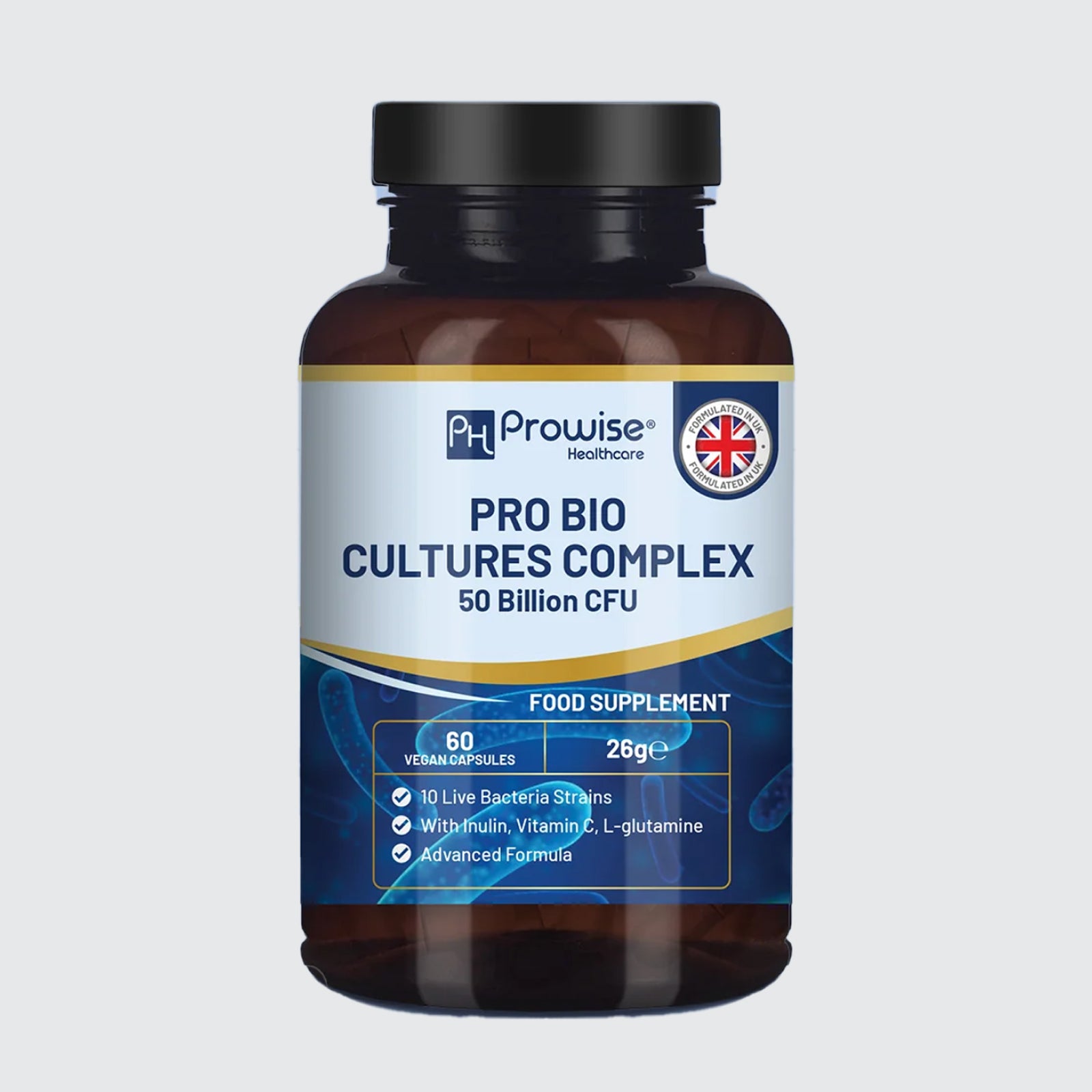 Complex Probiotics and Prebiotics - 50 billion CFU - 10 Live Bacteria Strains
