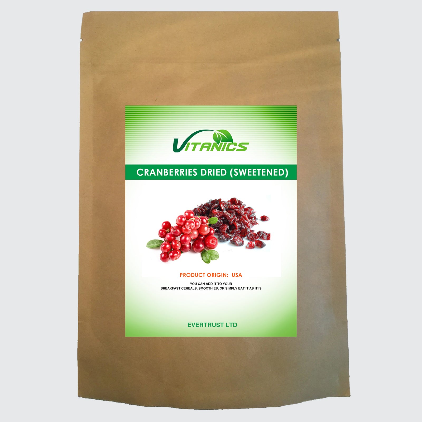 Premium Cranberries Dried & Sweetened - 100% Certified
