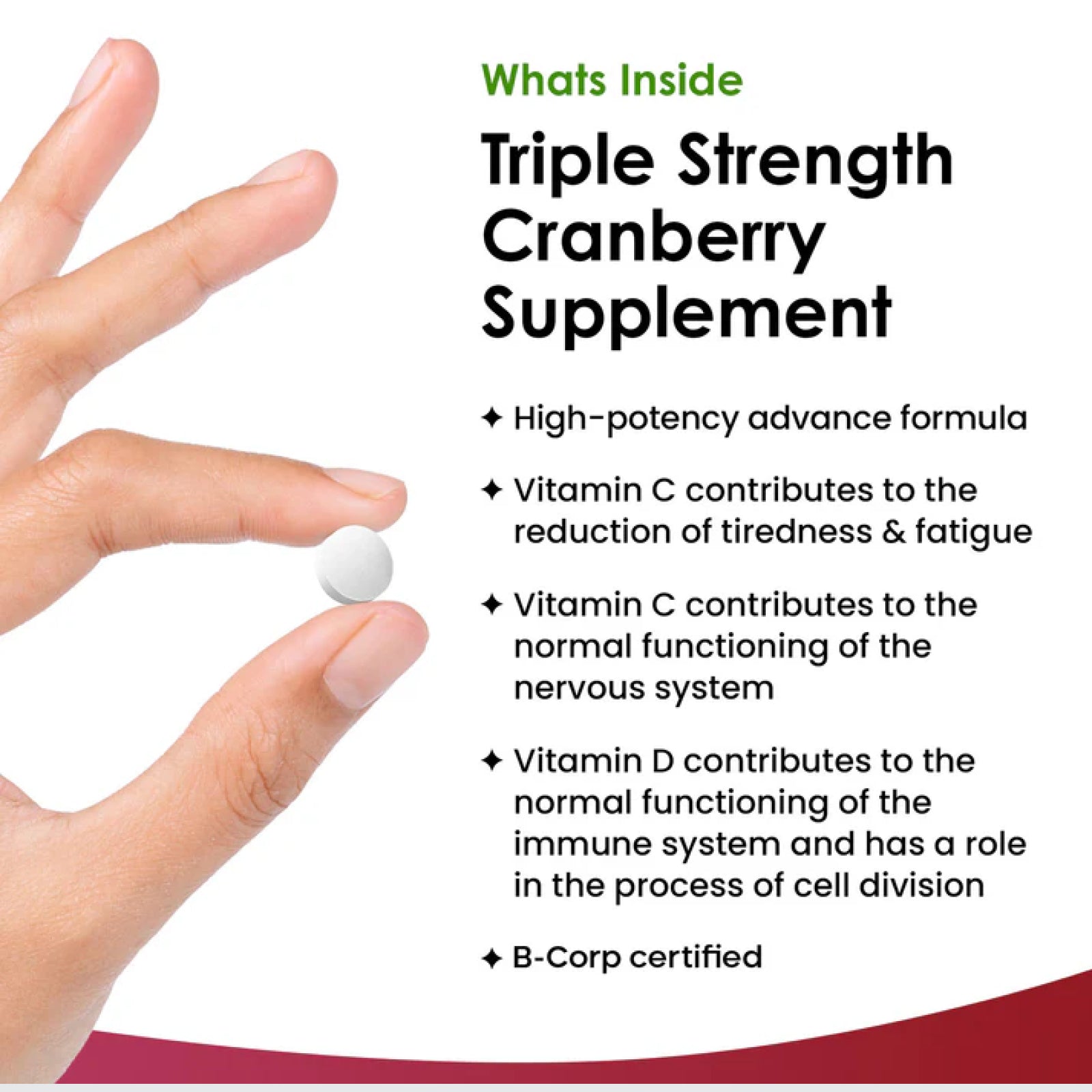 Cranberry Tablets + Vitamin C & D 30000mg