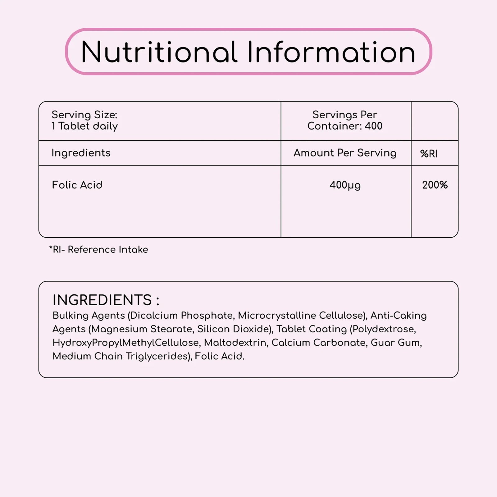Folic Acid Tablets 400 mcg