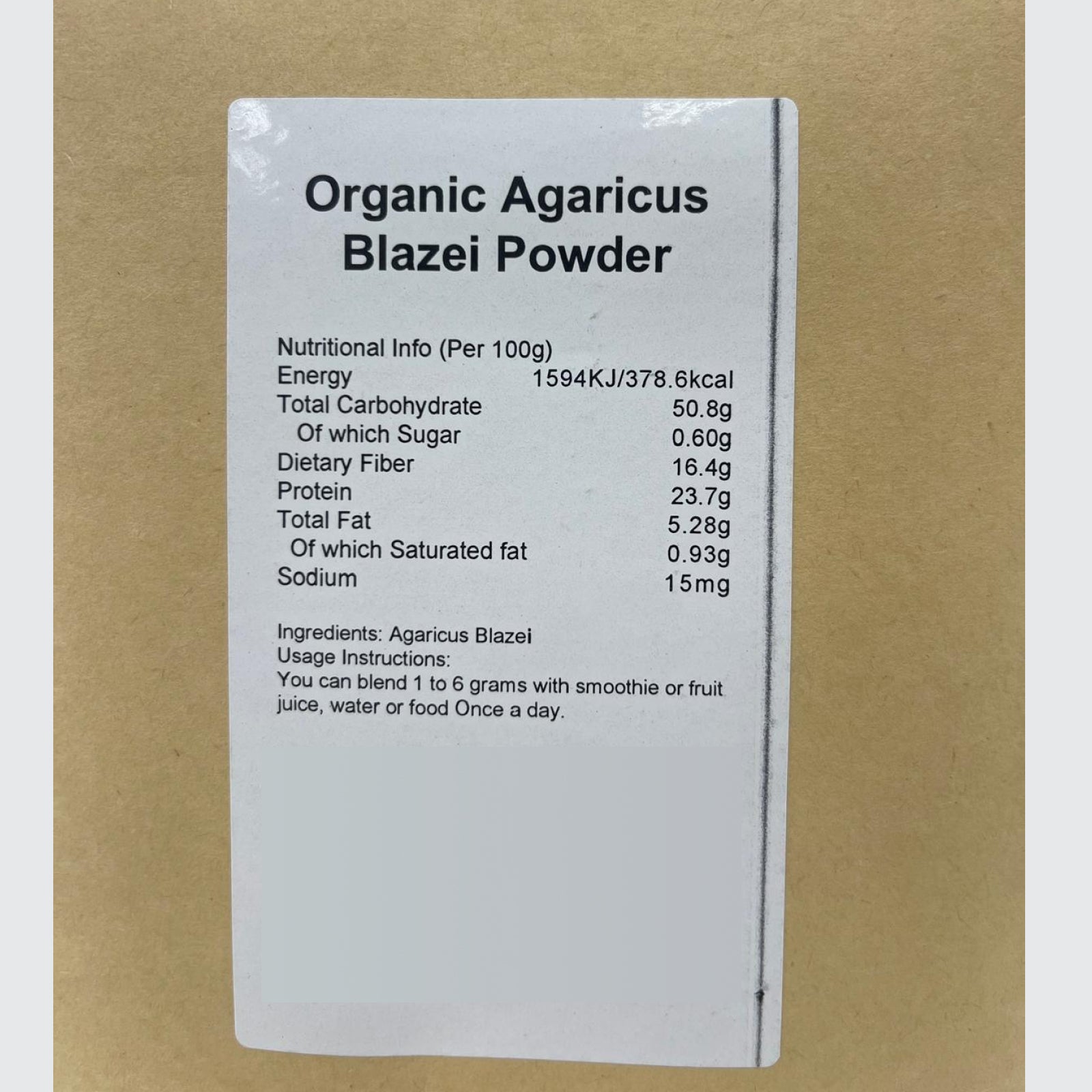 Organic Agaricus Blazei Mushroom Powder - 100% Certified