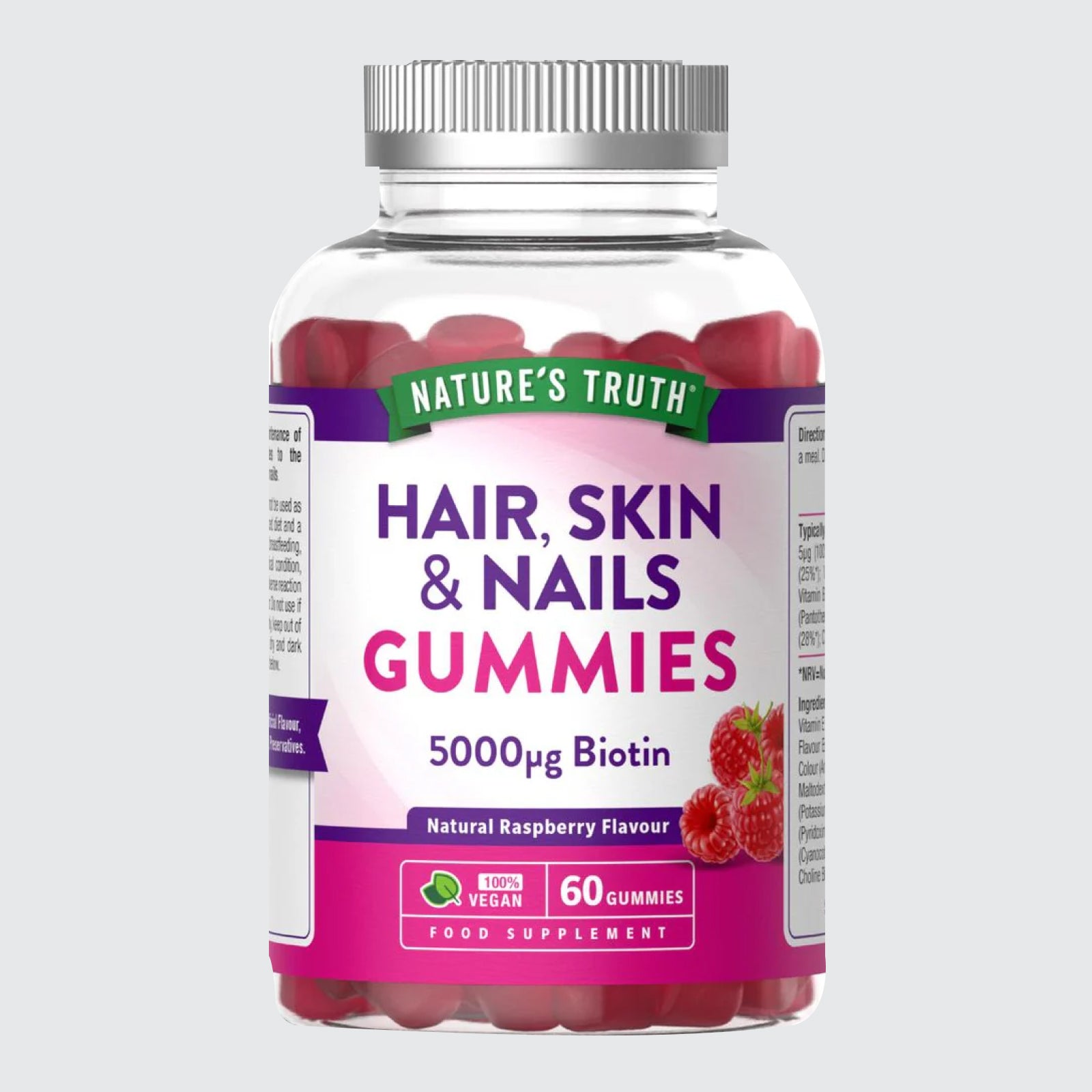 Hair Skin & Nails Biotin 5000ug Raspberry