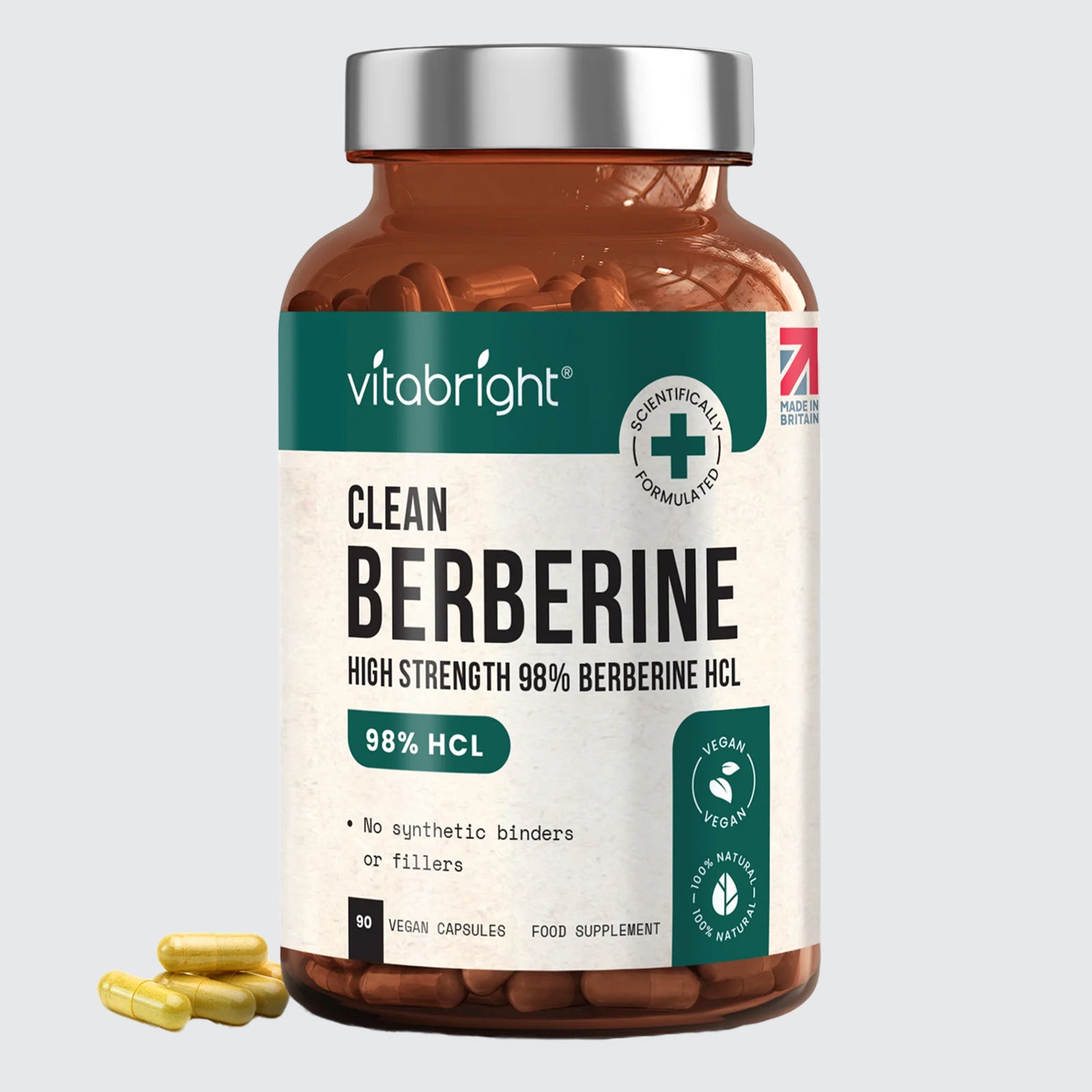 High Strength 98% Berberine HCL Capsules - Vegan