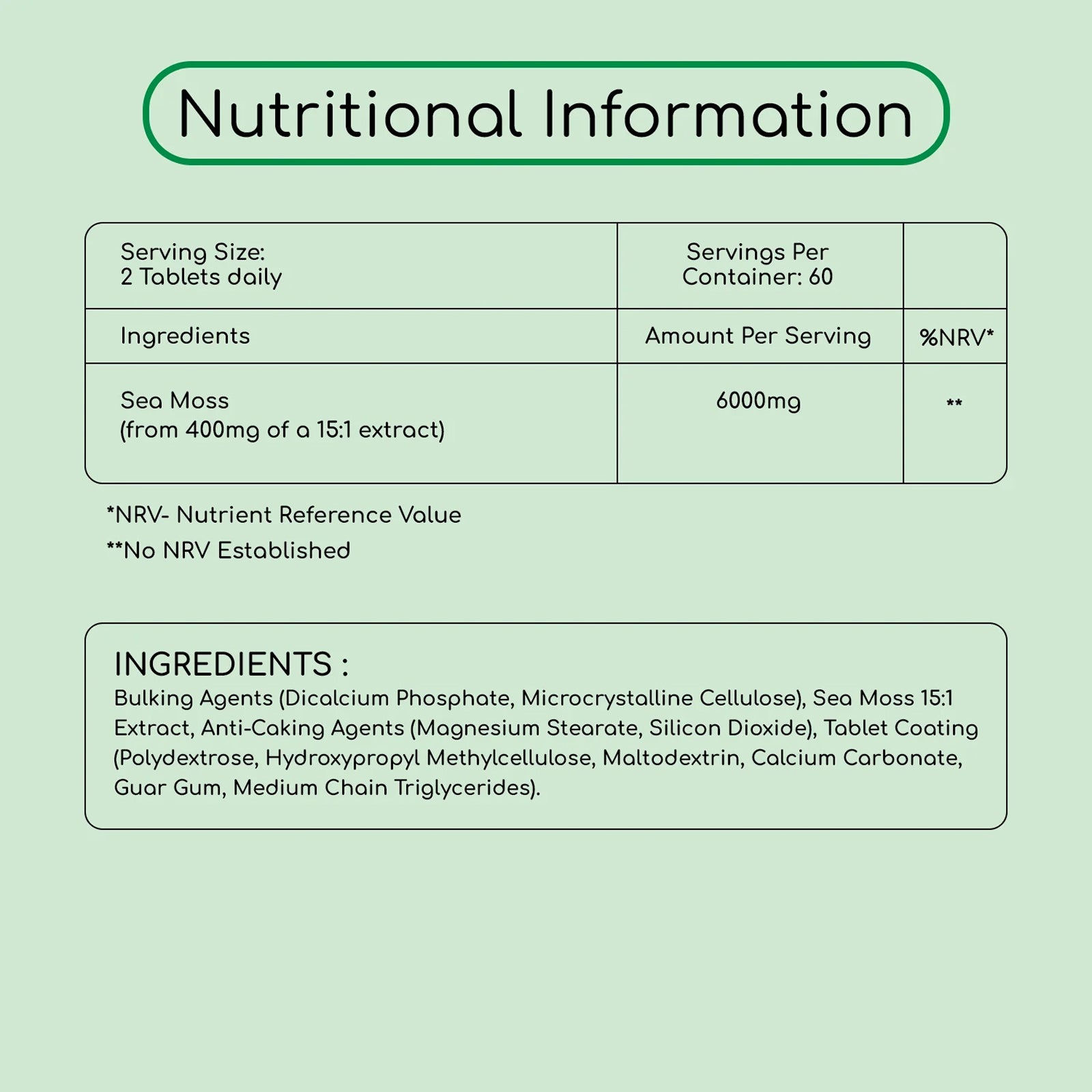 Irish Sea Moss 6000mg - Gut, Immunity and Thyroid