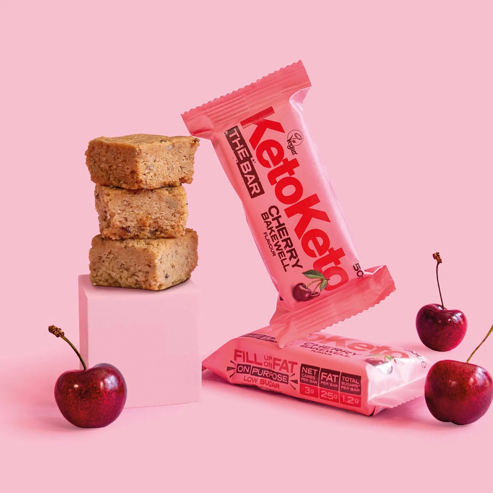 Keto Cherry Bakewell Bar - Vegan