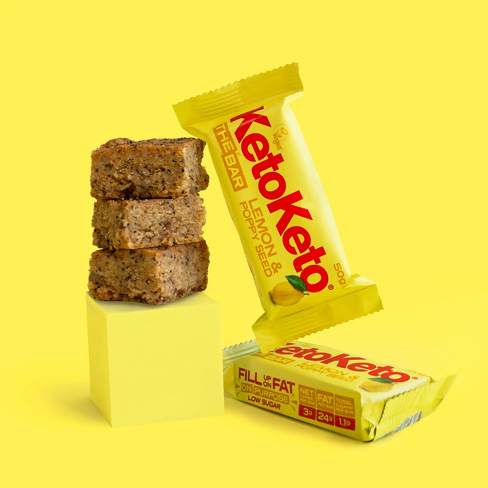 Keto Lemon Poppy Seed Bar - Vegan