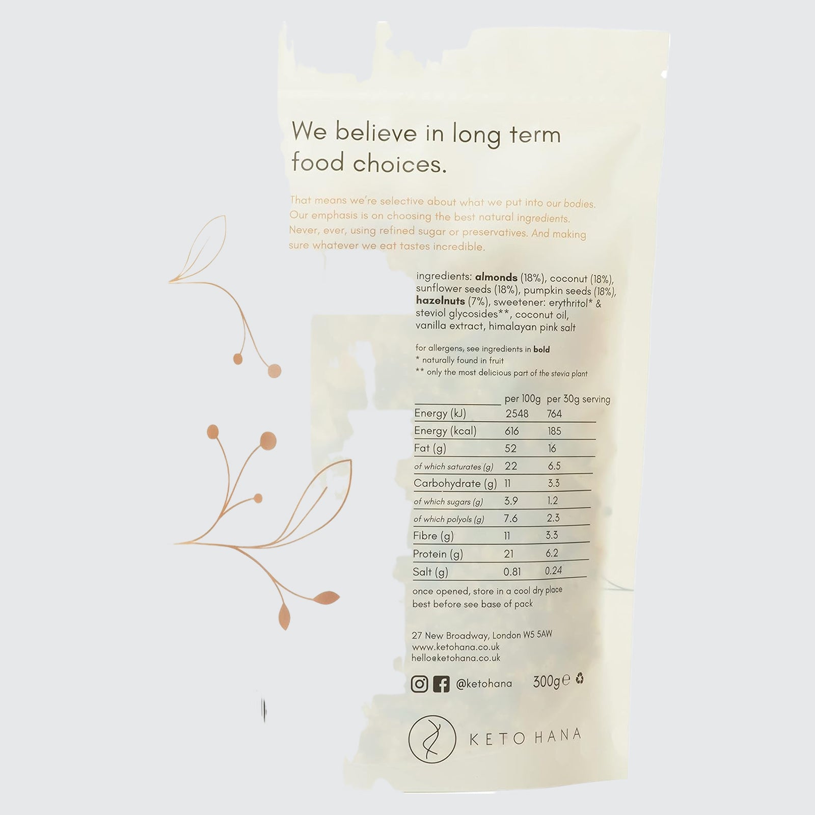 Keto Vanilla & Pink Himalayan Salt Granola