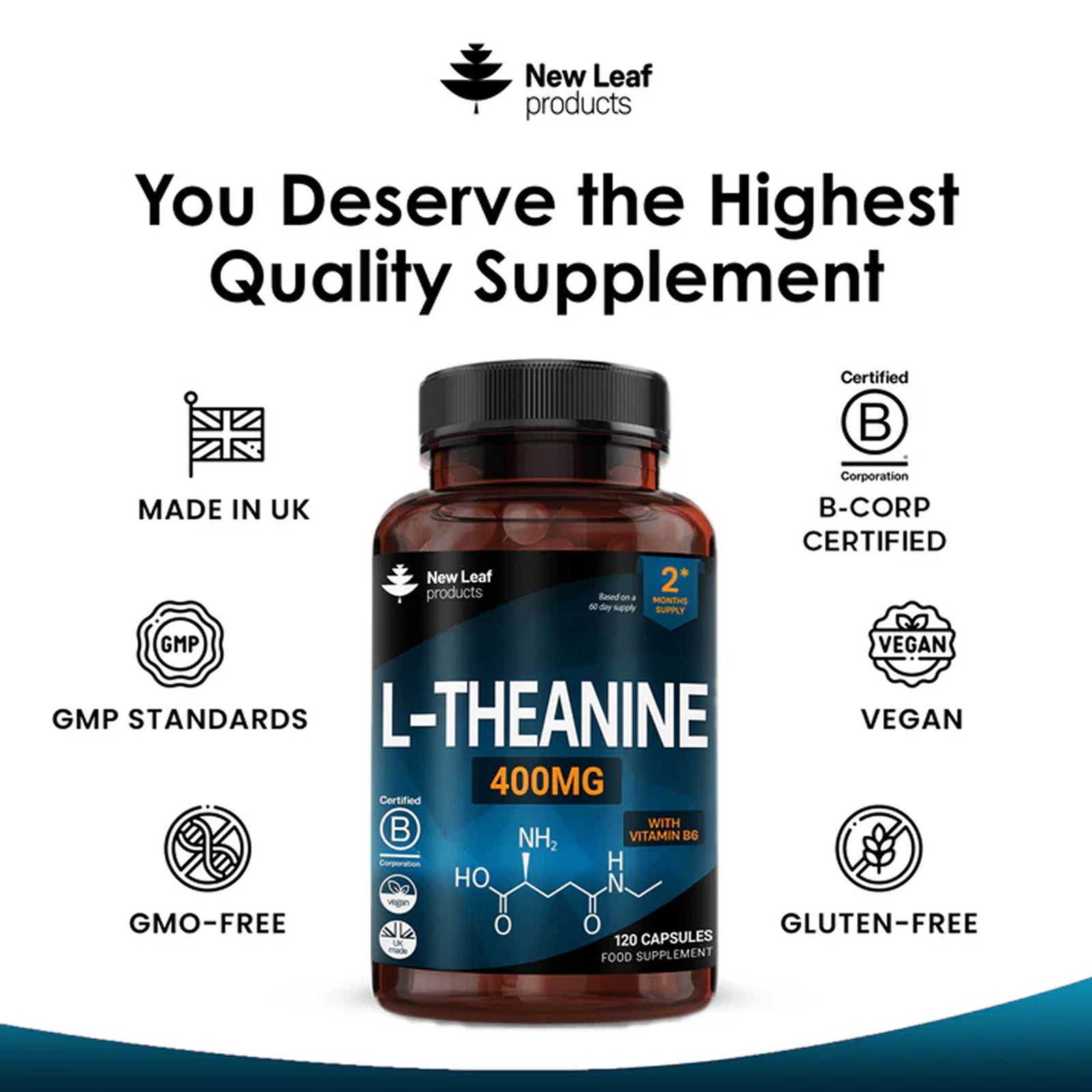 L-Theanine + Vitamin B6 400mg Vegan