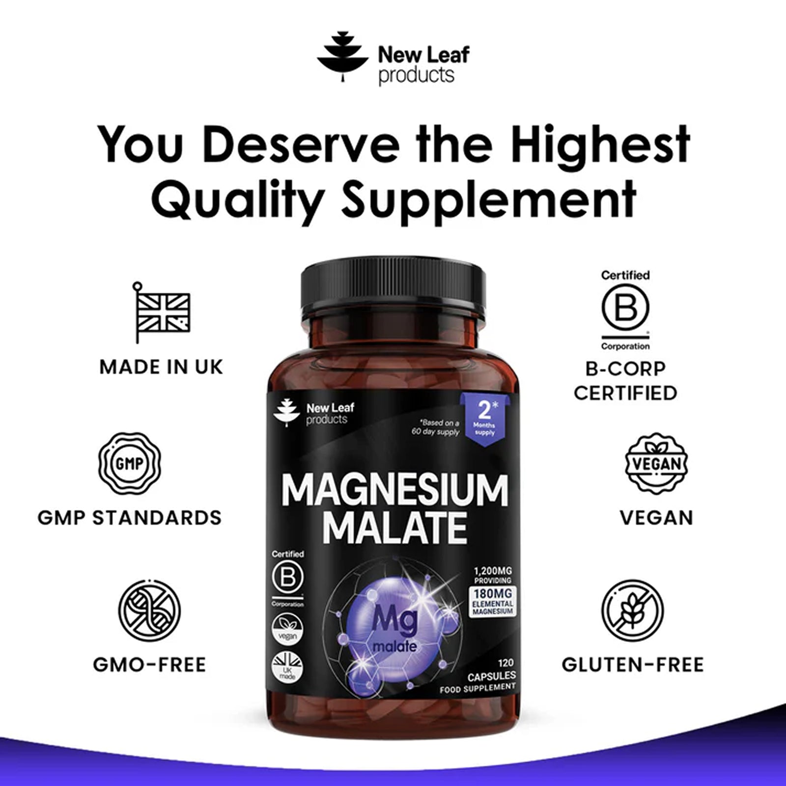 Magnesium Malate 1200mg Elemental 180mg