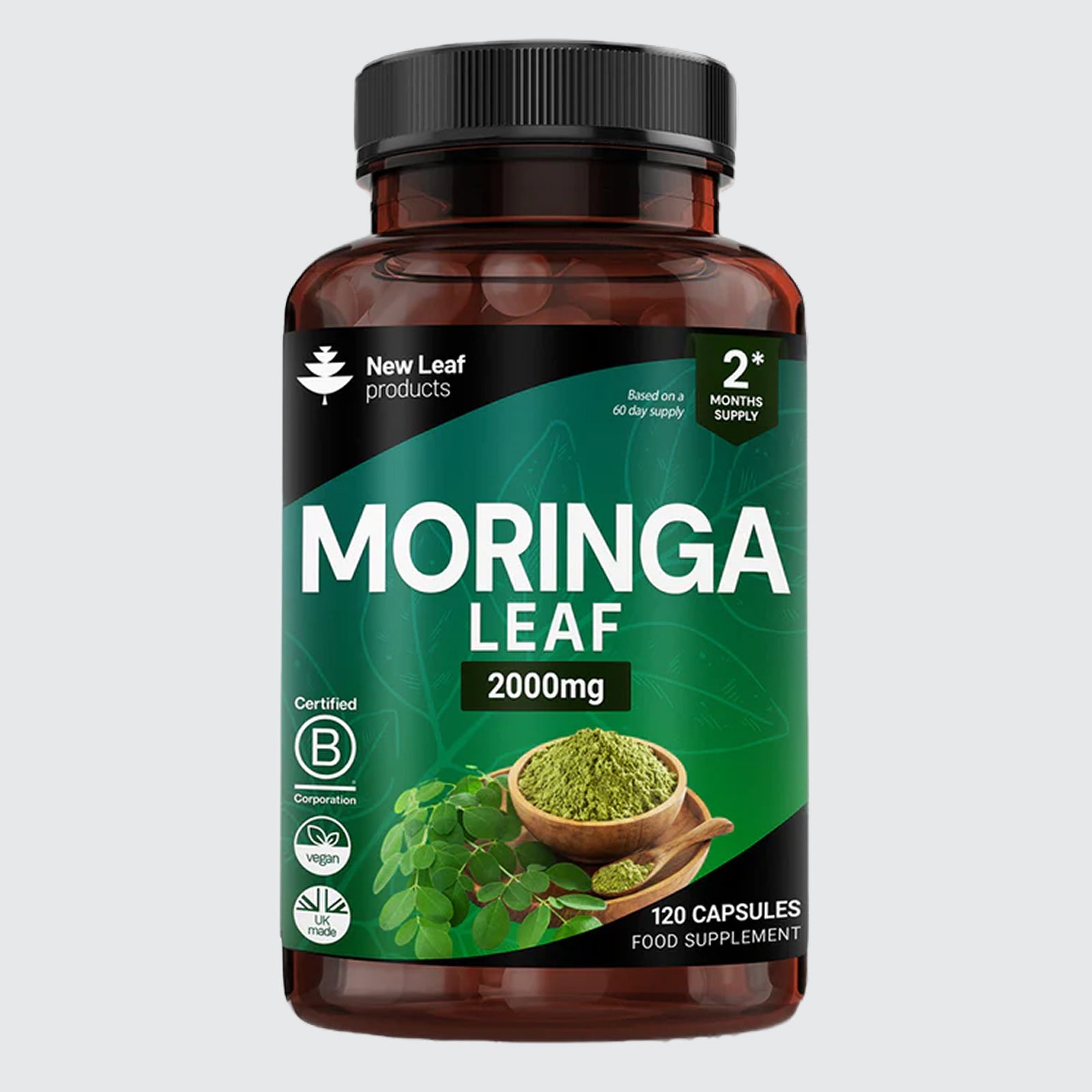 Moringa Leaf Capsules - Pure Extract & Powder 2000mg