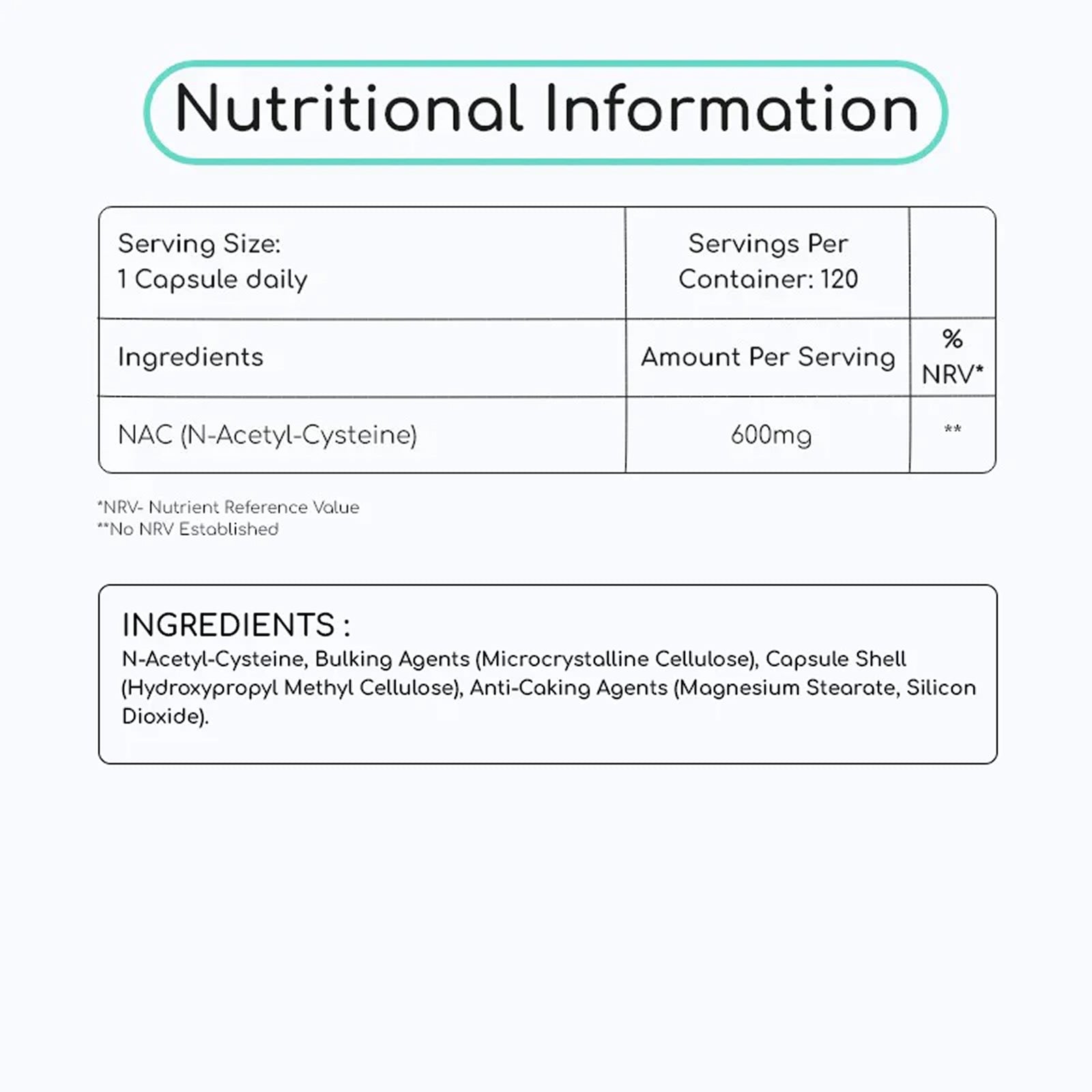 NAC N-Acetyl-Cysteine 600mg