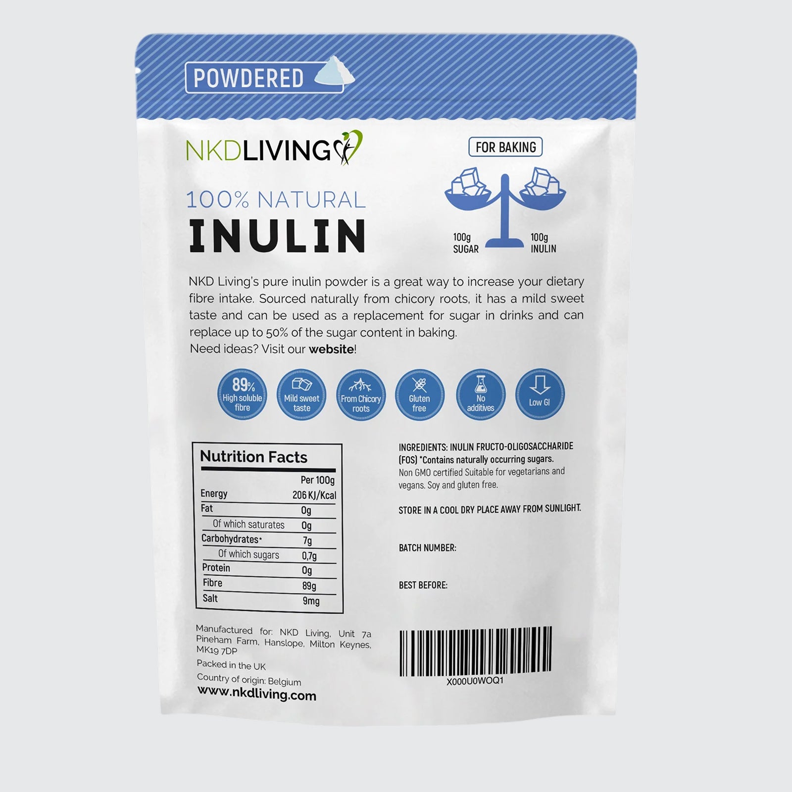 NKD Living Inulin Prebiotic Fibre Powder