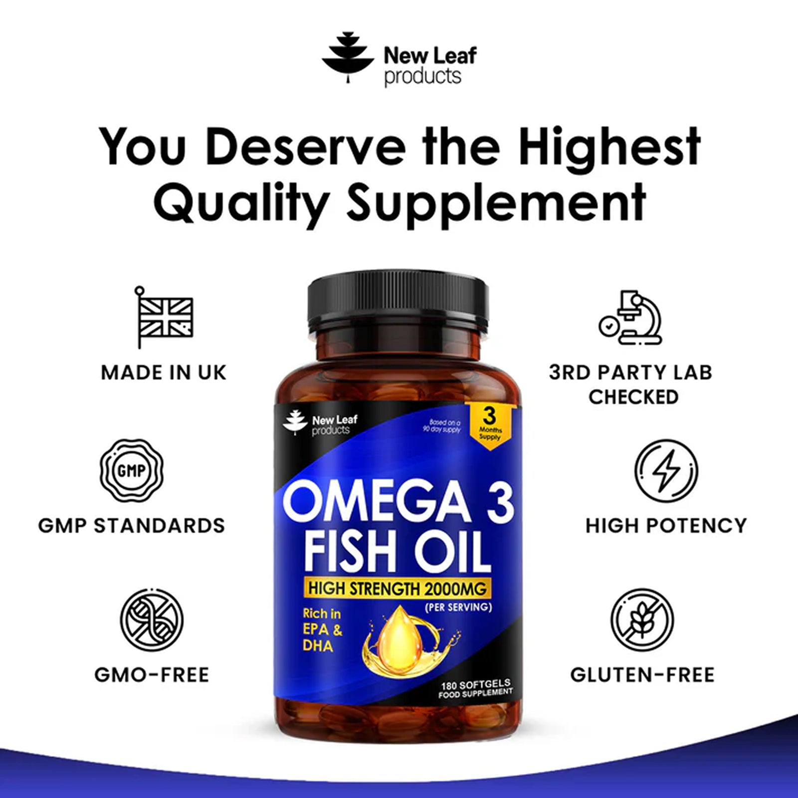 Omega-3 2000mg Fish Oil Vitamin E EPA & DHA
