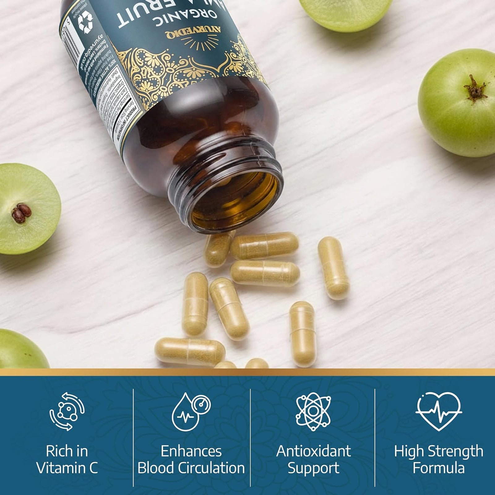 Organic Amla 60 Caps Antioxidant Support, Immune Health