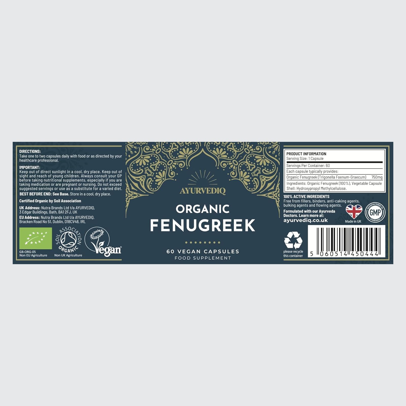 Organic Fenugreek 60 Caps support digestion
