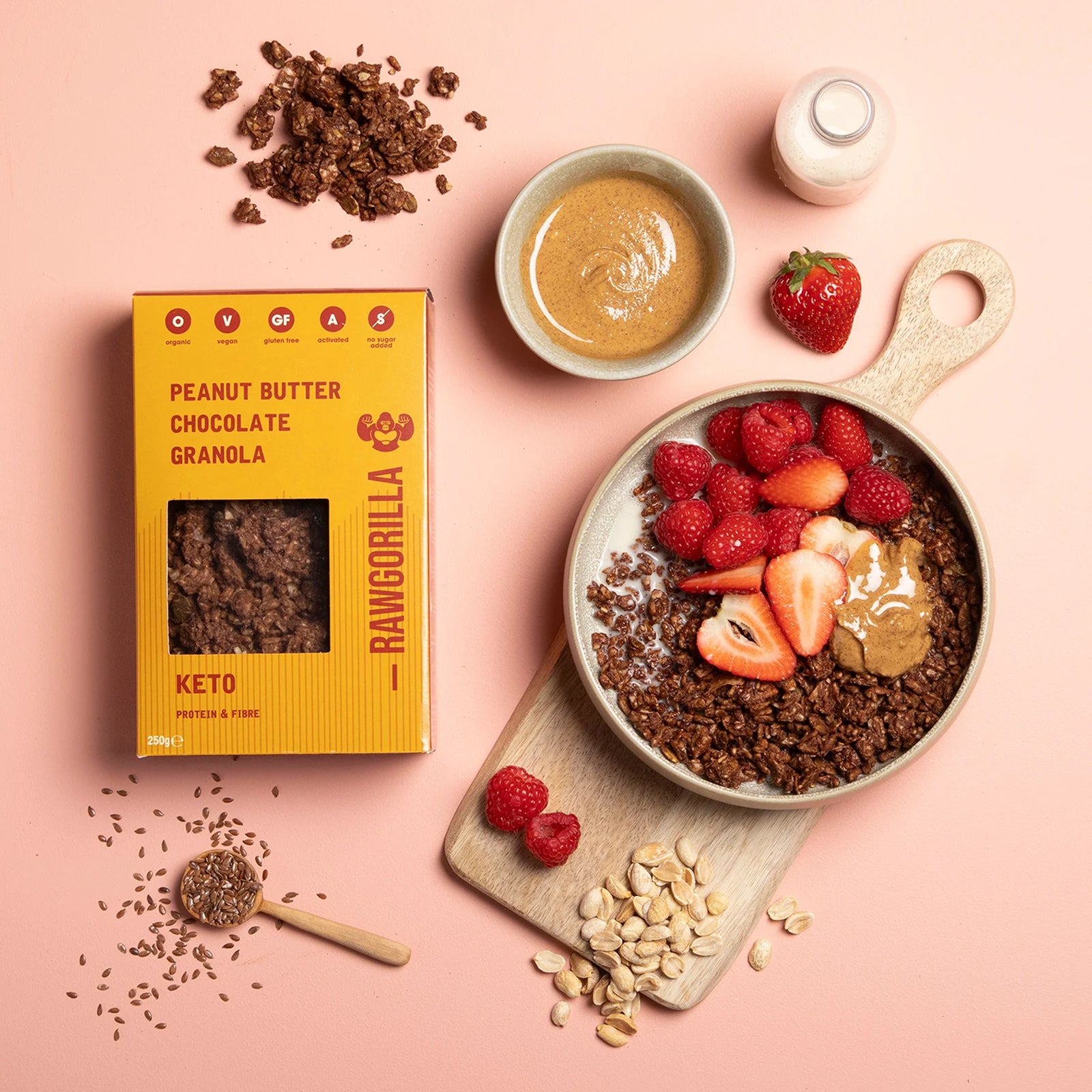 KETO Peanut Butter Chocolate Granola - Vegan - Gluten Free - No Added Sugar