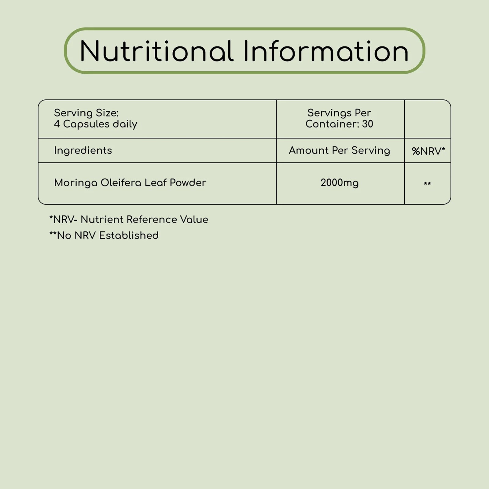Organic Moringa Capsules 2000mg