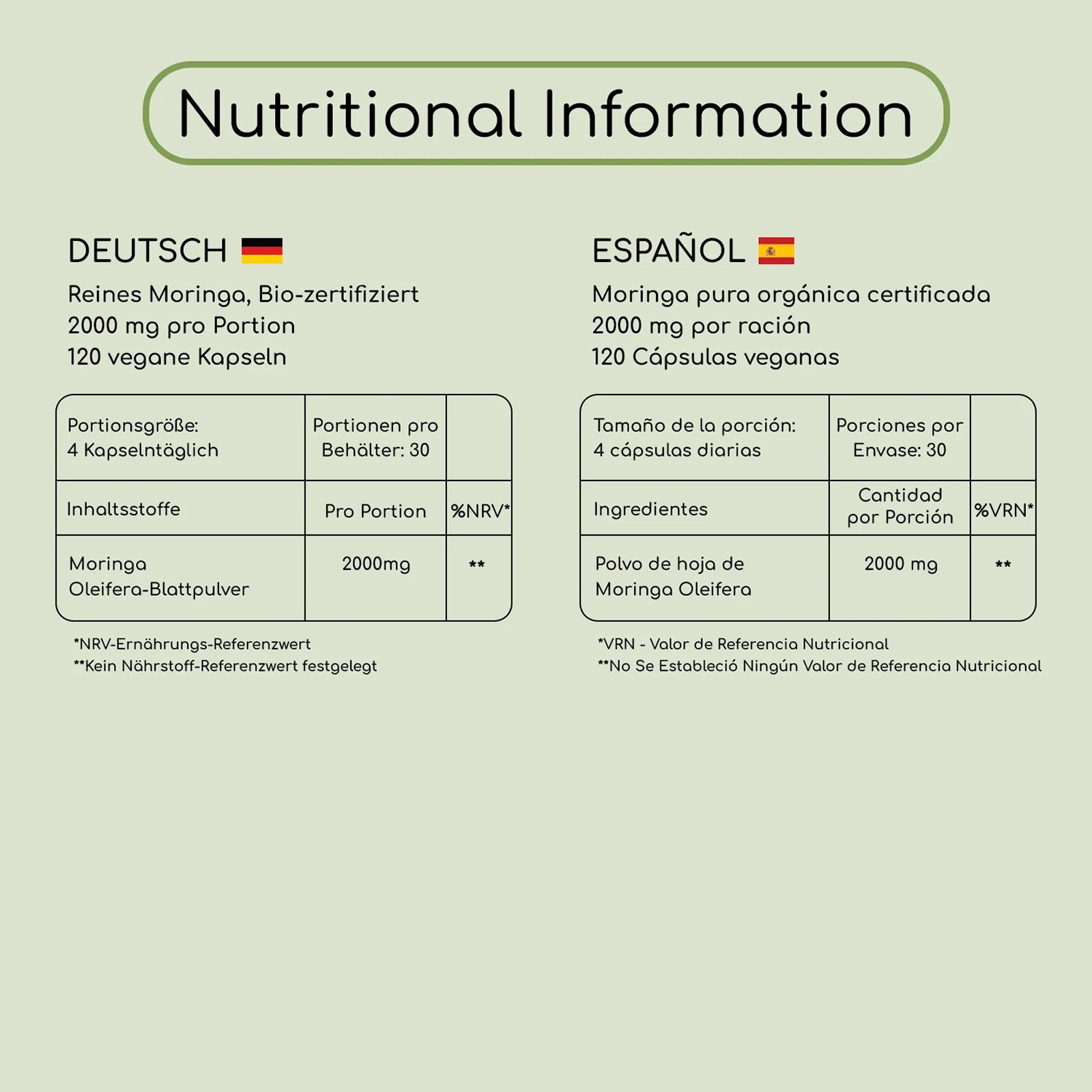Organic Moringa Capsules 2000mg