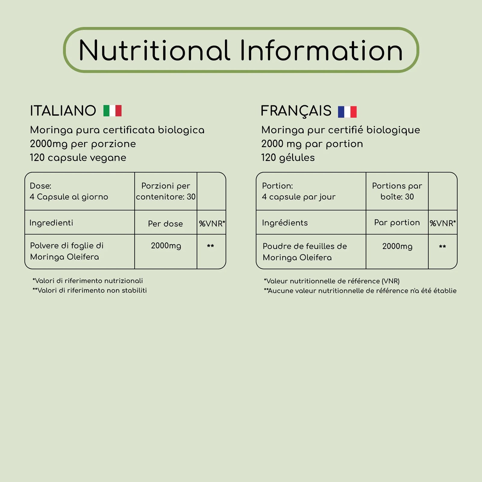 Organic Moringa Capsules 2000mg