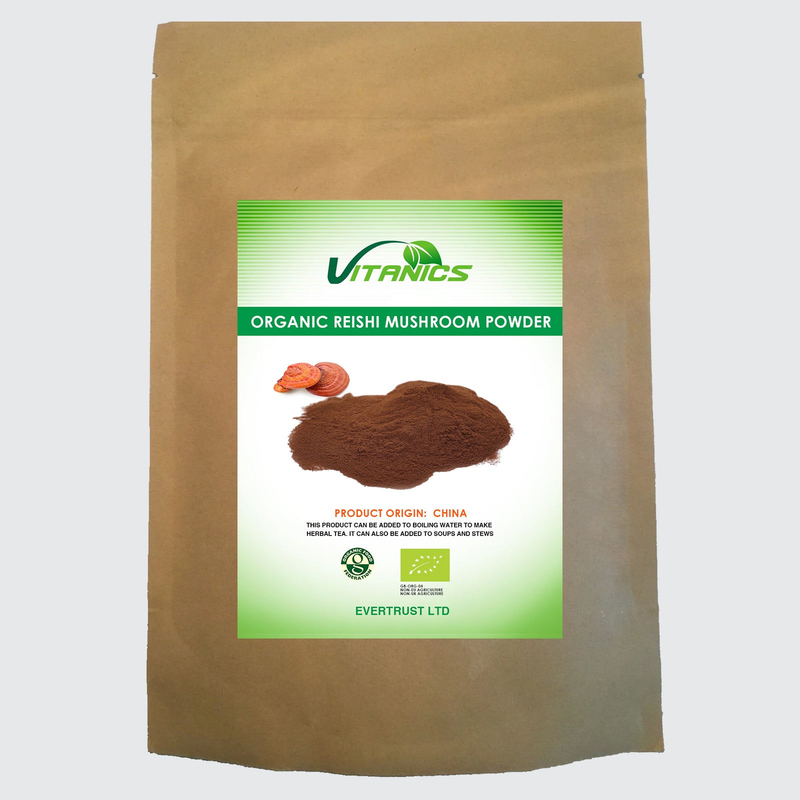 Organic Reishi Mushroom Powder - 100% Certified
