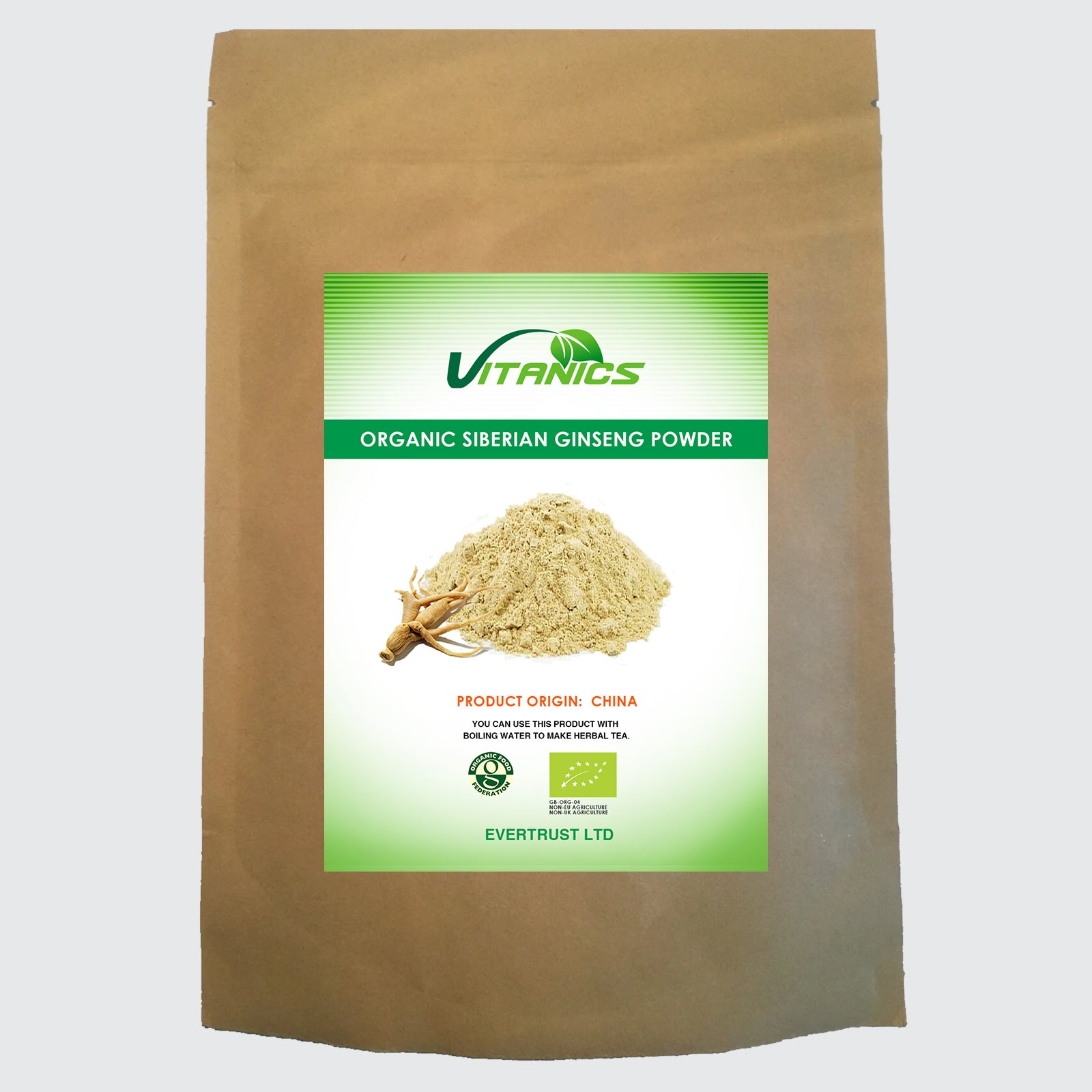 Organic Siberian Ginseng Powder - 100% Certified