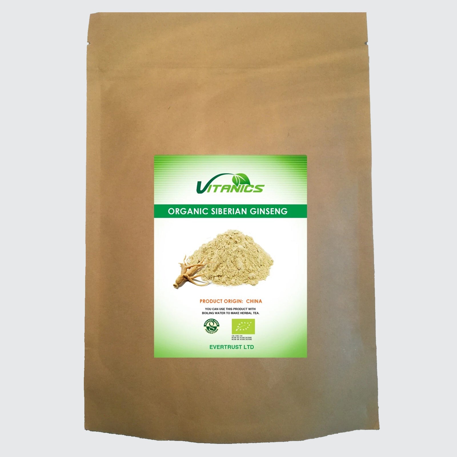 Organic Siberian Ginseng Powder - 100% Certified
