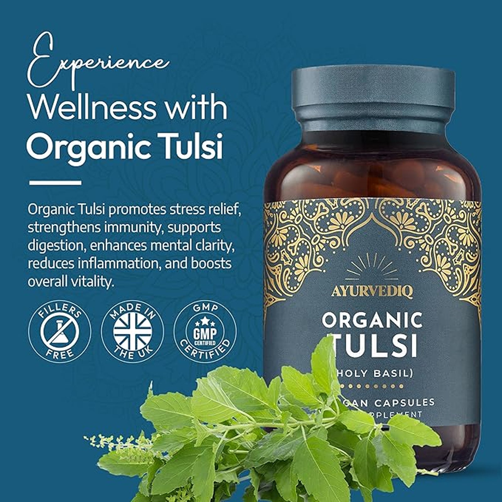 Organic Tulsi Holy Basil 60 Capsules