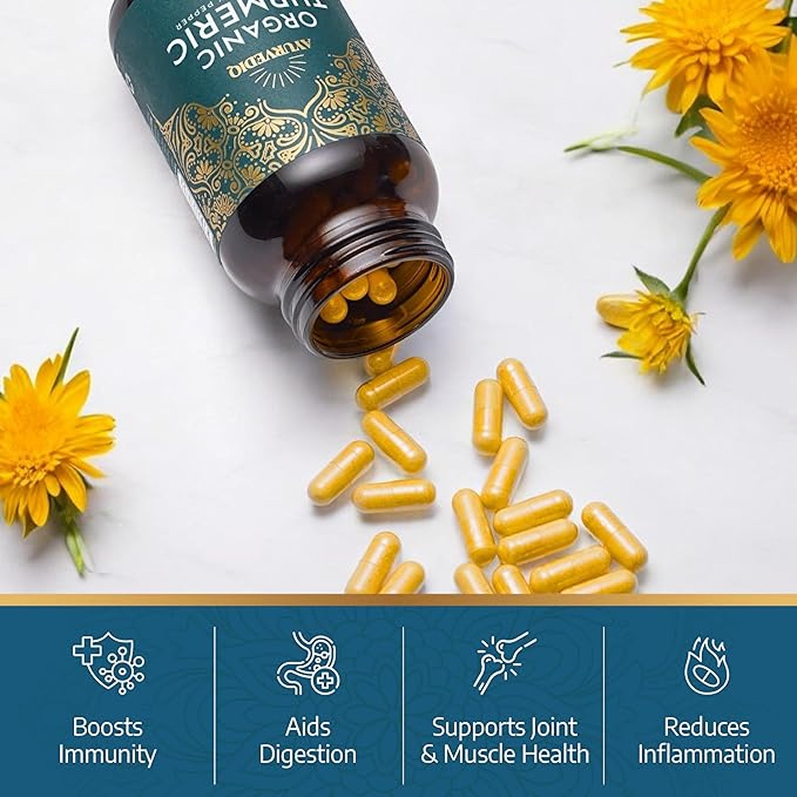 Organic Turmeric Ginger & Black Pepper Extract Caps - 120's