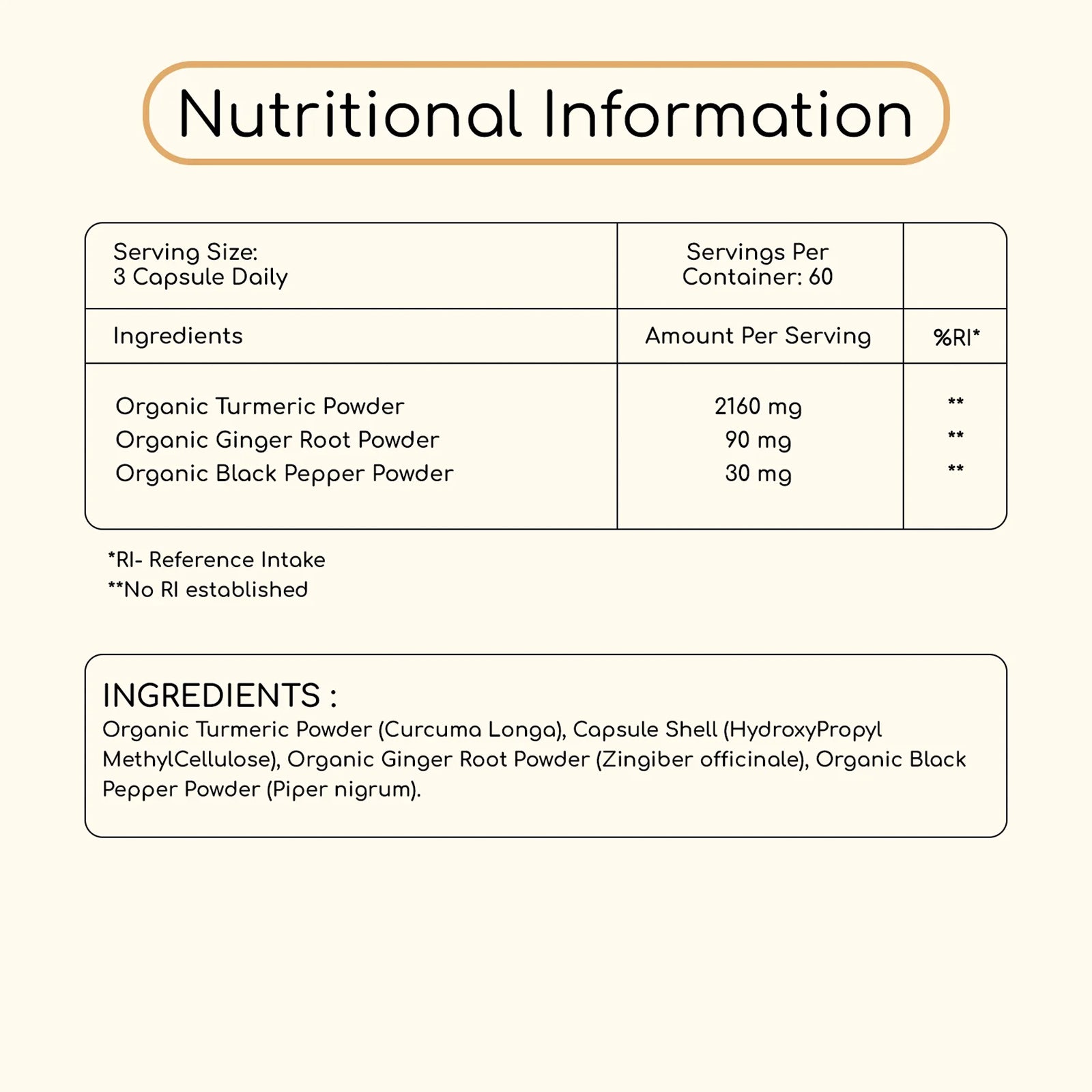 Organic Turmeric 2280mg Vegan - Black Pepper & Ginger