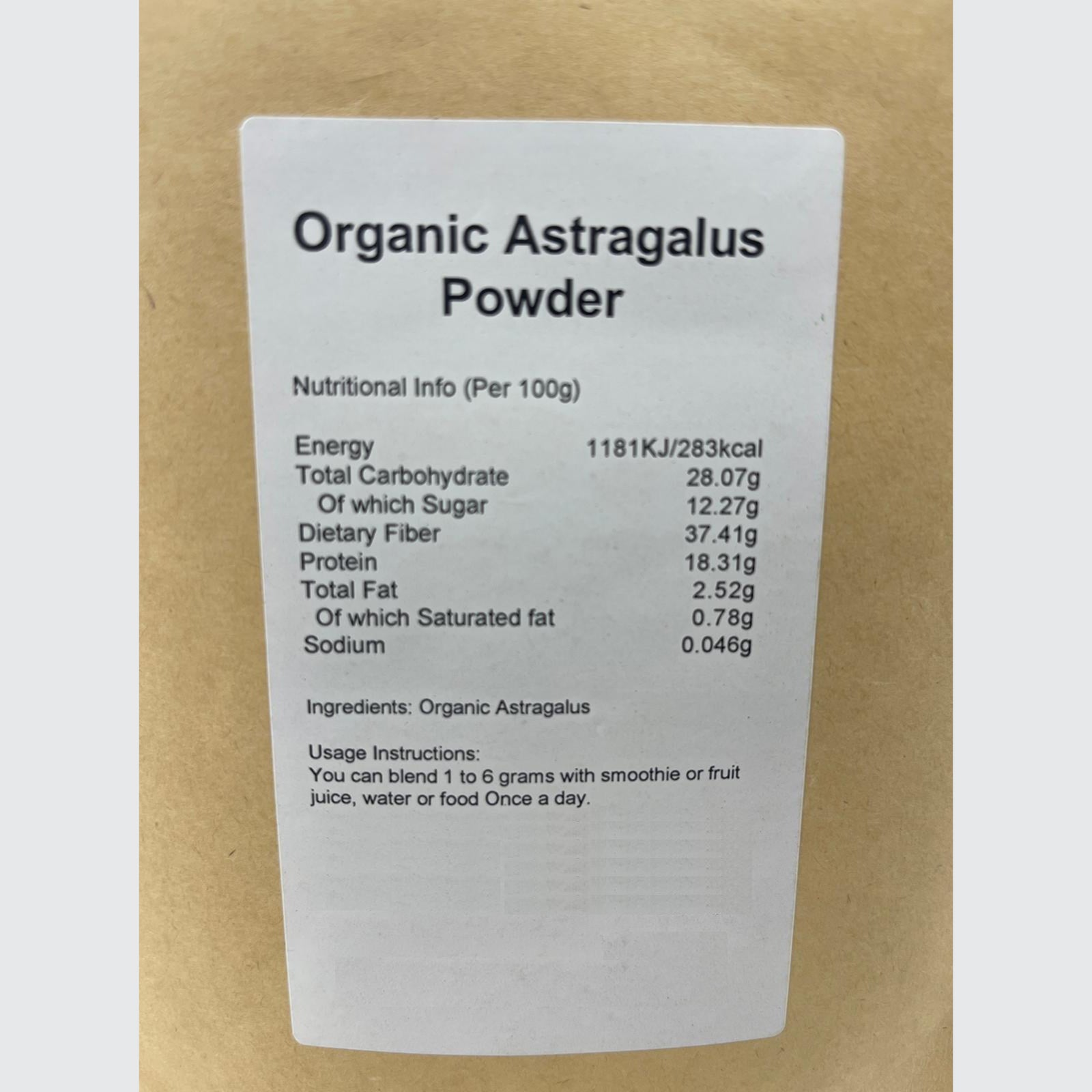 Organic Astragalus Powder - 100% Certified