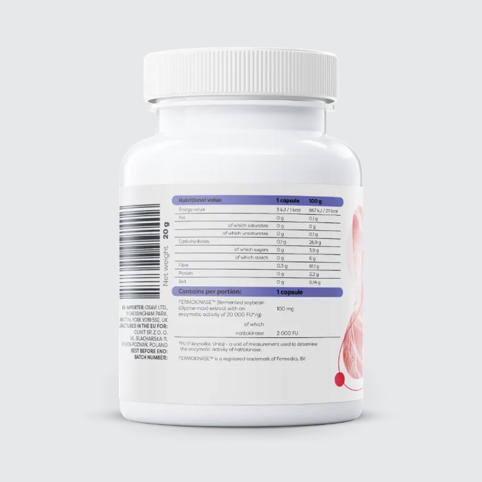 Osavi Nattokinase - 100mg caps Soybeans Fermented