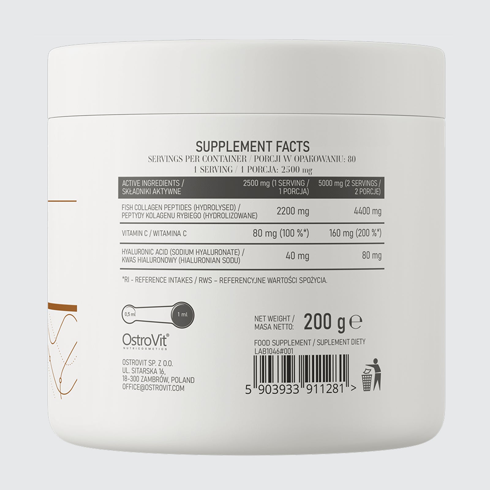 OstroVit Marine Collagen + Hyaluronic Acid coconut and peach