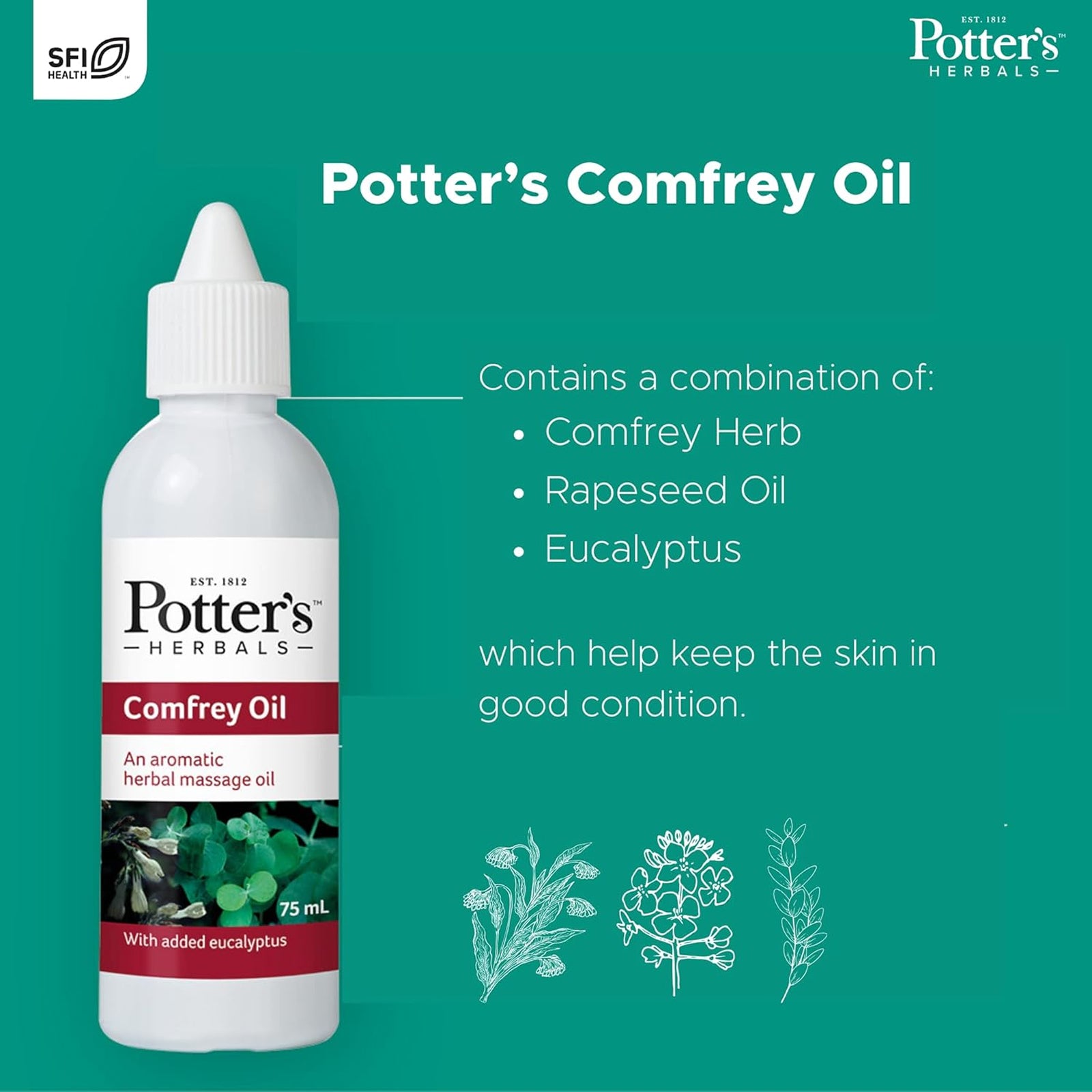 Potters Comfrey Oil with Eucalyptus