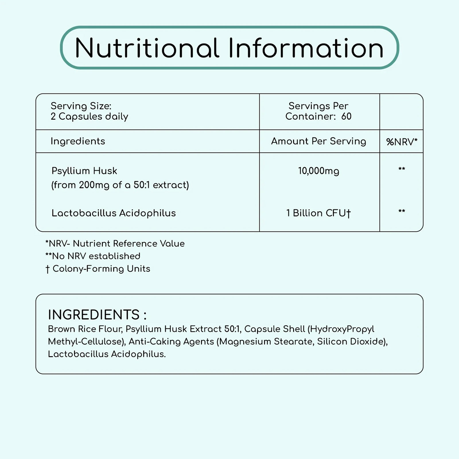 Psyllium Husk 10000mg with Acidophilus 1 Billion CFU