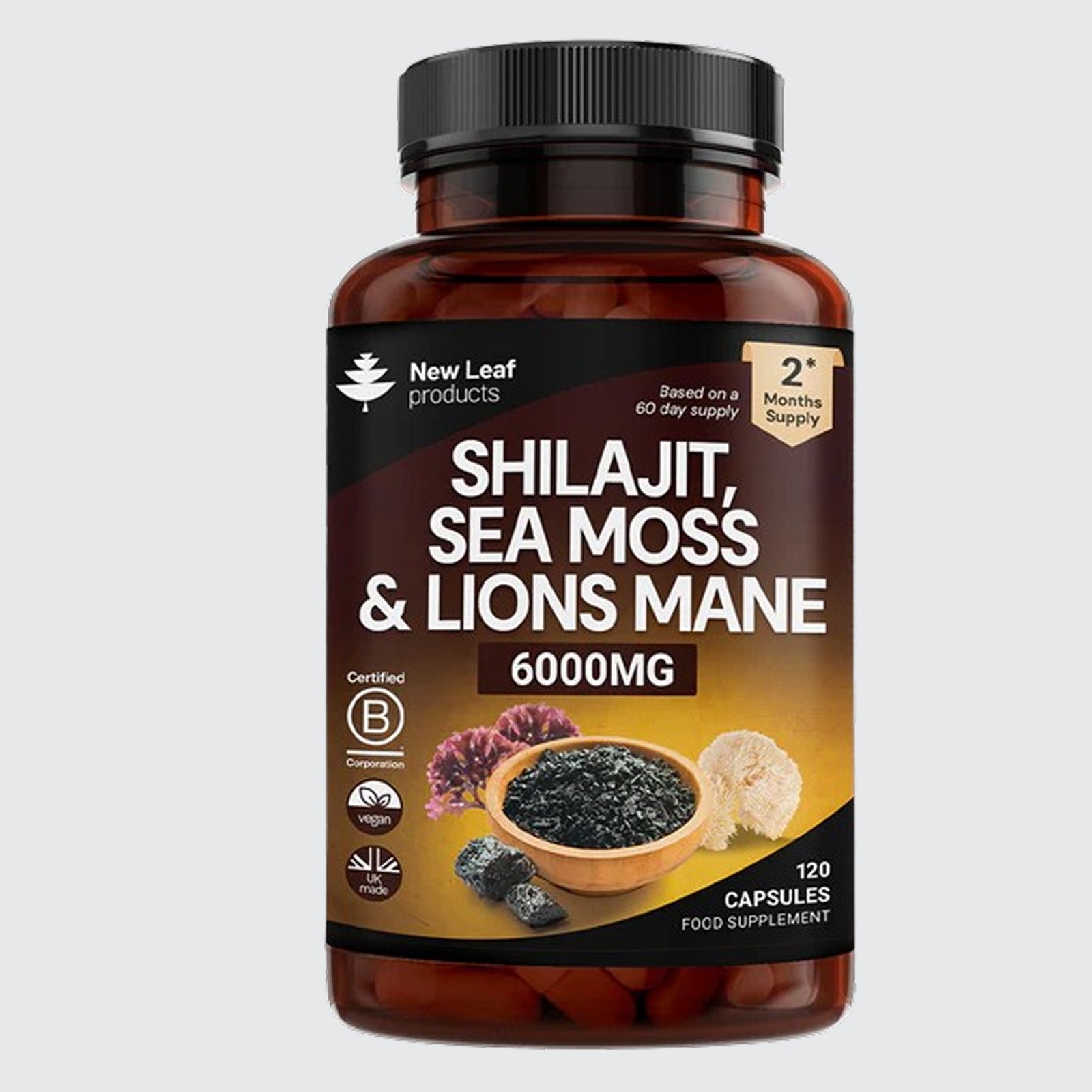 Shilajit Sea Moss & Lions Mane 6000mg Vegan