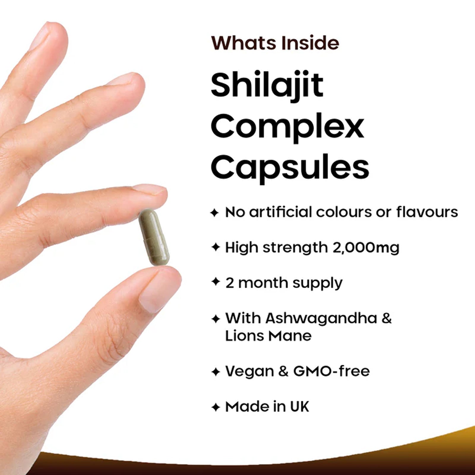 Shilajit 2000mg Complex, Ashwagandha, Lions Mane