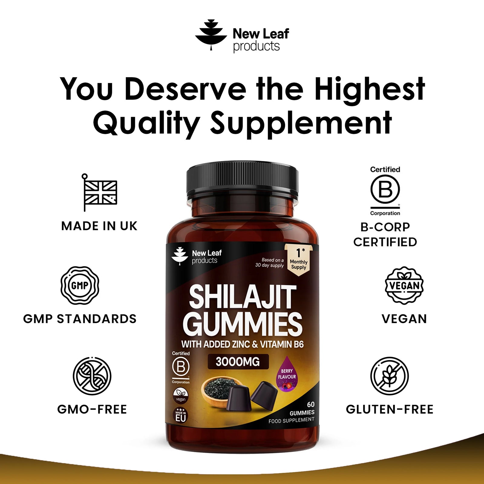 Shilajit + Zinc & Vitamin B6 3000mg Gummies