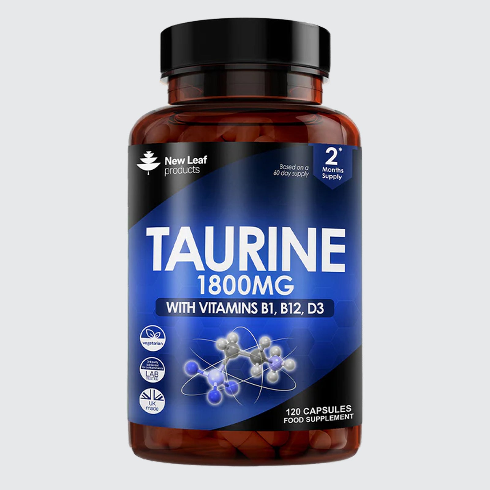 Taurine Capsules 1800mg + Vitamin B1 B12 & D3
