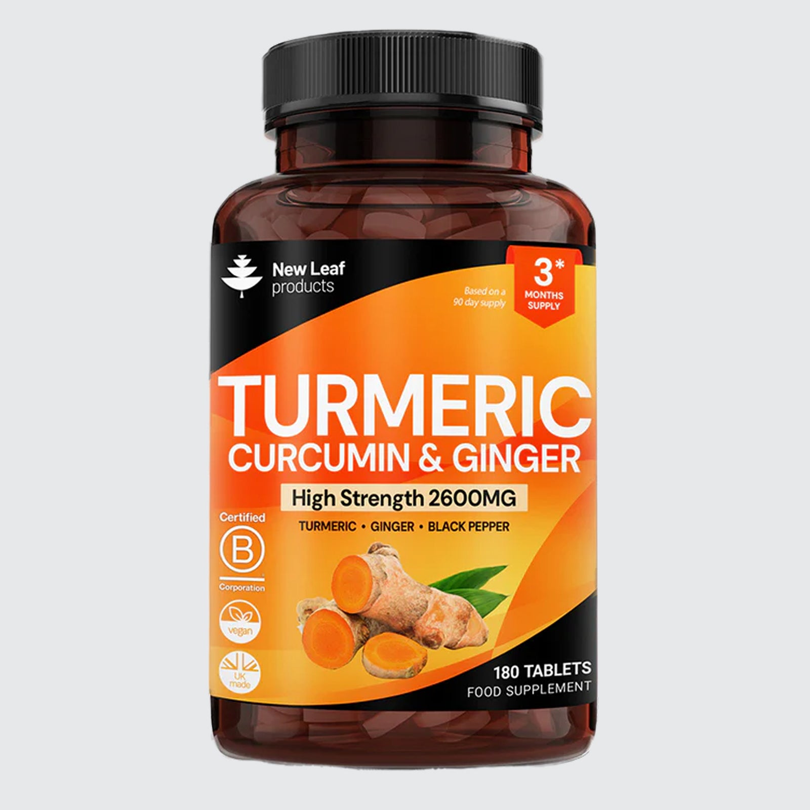 Turmeric Supplements 2600mg Ginger & Black Pepper