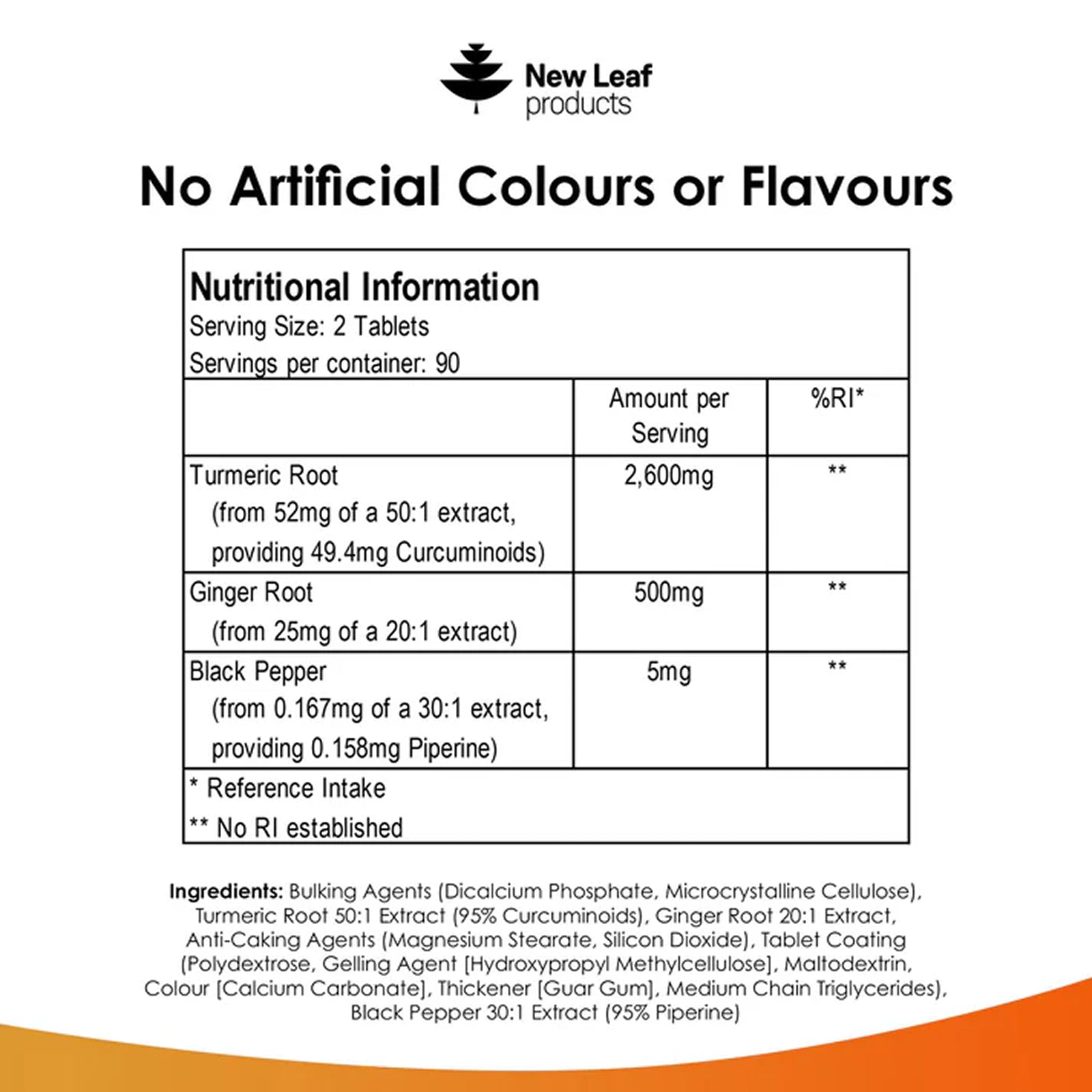 Turmeric Supplements 2600mg Ginger & Black Pepper