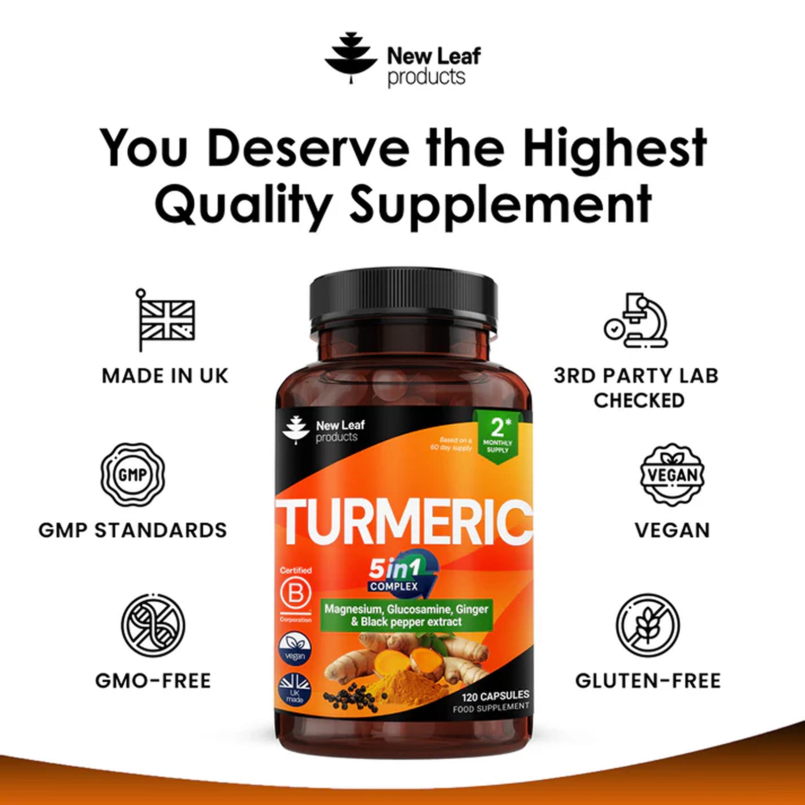 Turmeric + Magnesium Glucosamine Ginger & Black Pepper